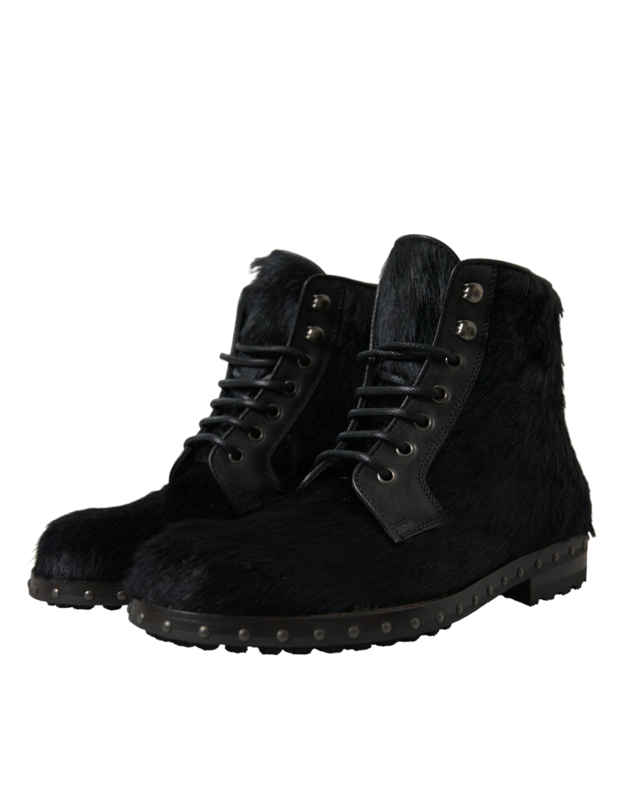 Bottes mi-mollet Dolce &amp; Gabbana en cuir noir style poney