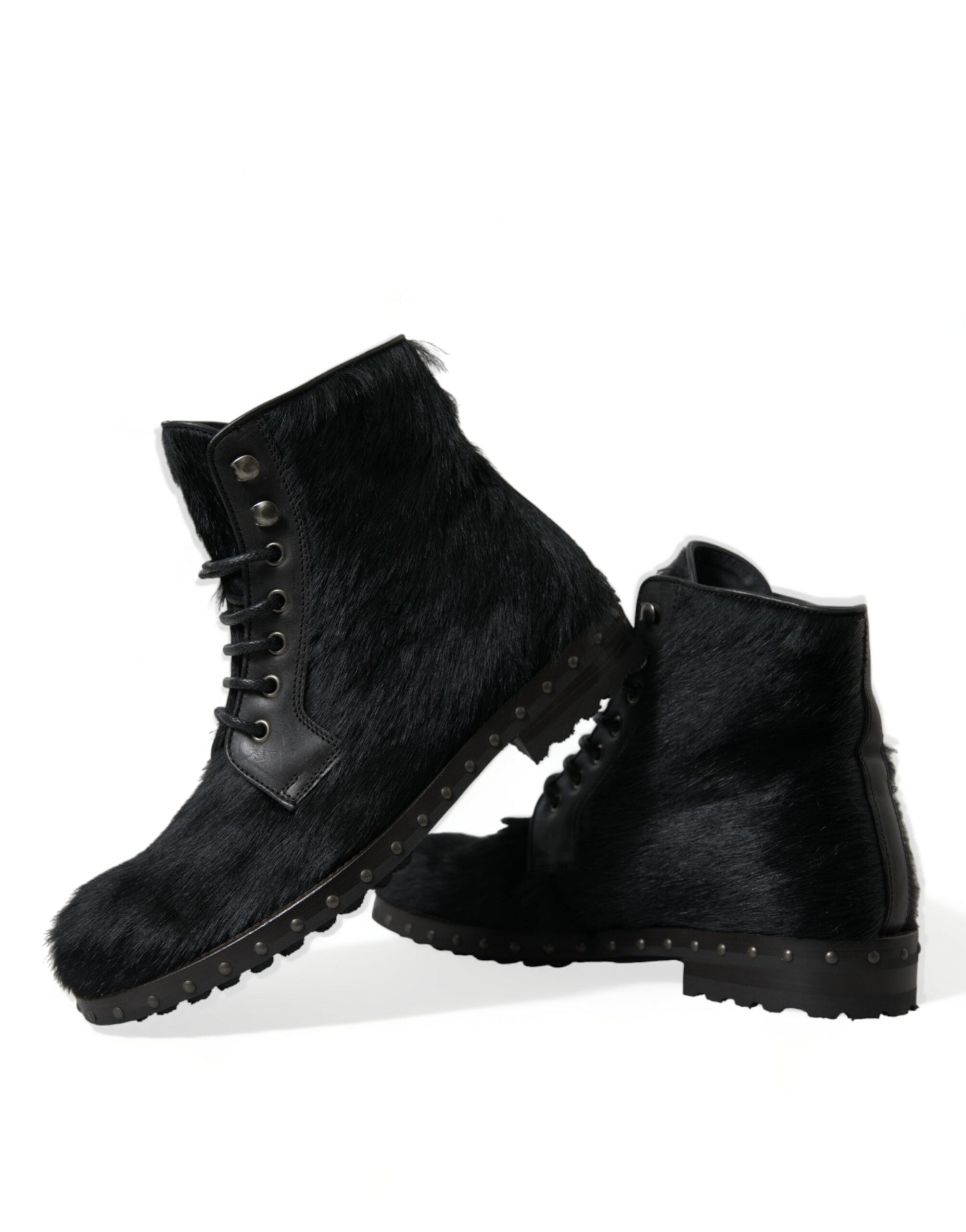 Bottes mi-mollet Dolce &amp; Gabbana en cuir noir style poney