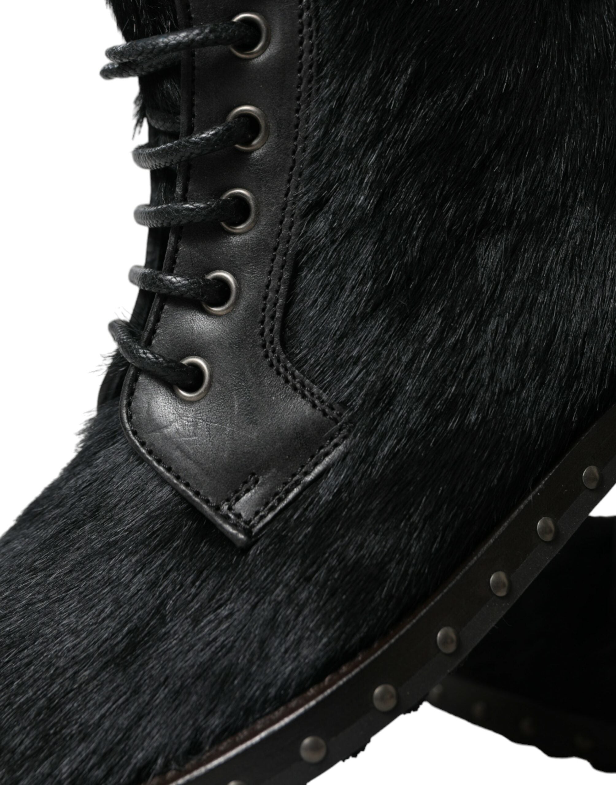 Bottes mi-mollet Dolce &amp; Gabbana en cuir noir style poney
