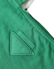 Prada Green Jersey Fabric Logo Shoulder Shopping Tote Shopping Bag