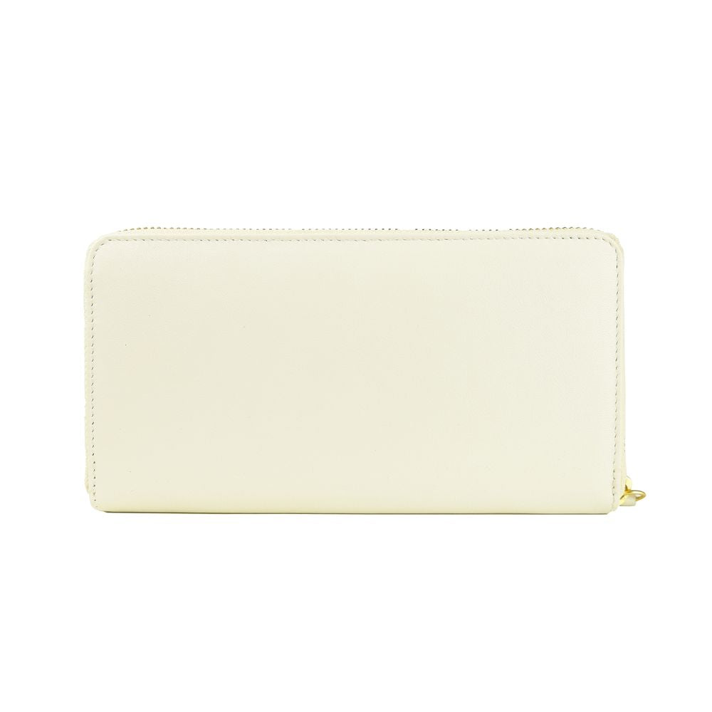 Portefeuille femme Cavalli Class en cuir de veau blanc