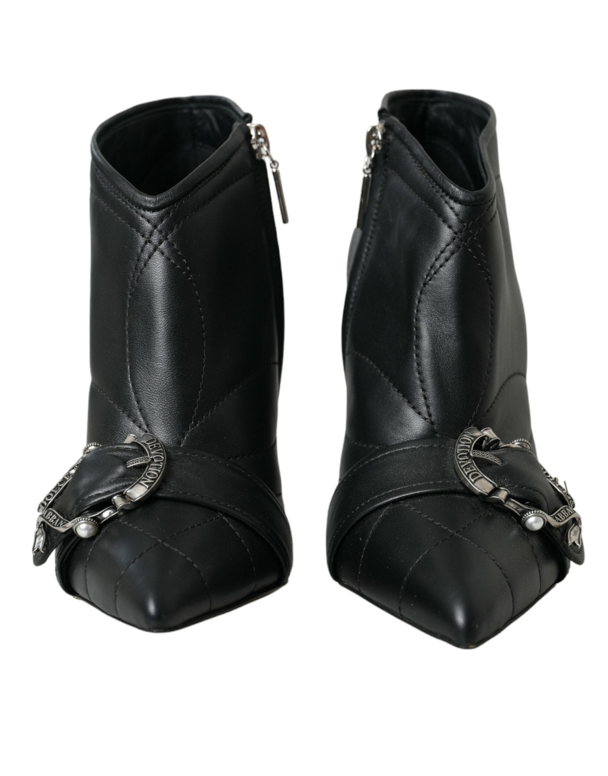 Dolce &amp; Gabbana Schwarze Devotion Steppstiefel mit Schnalle