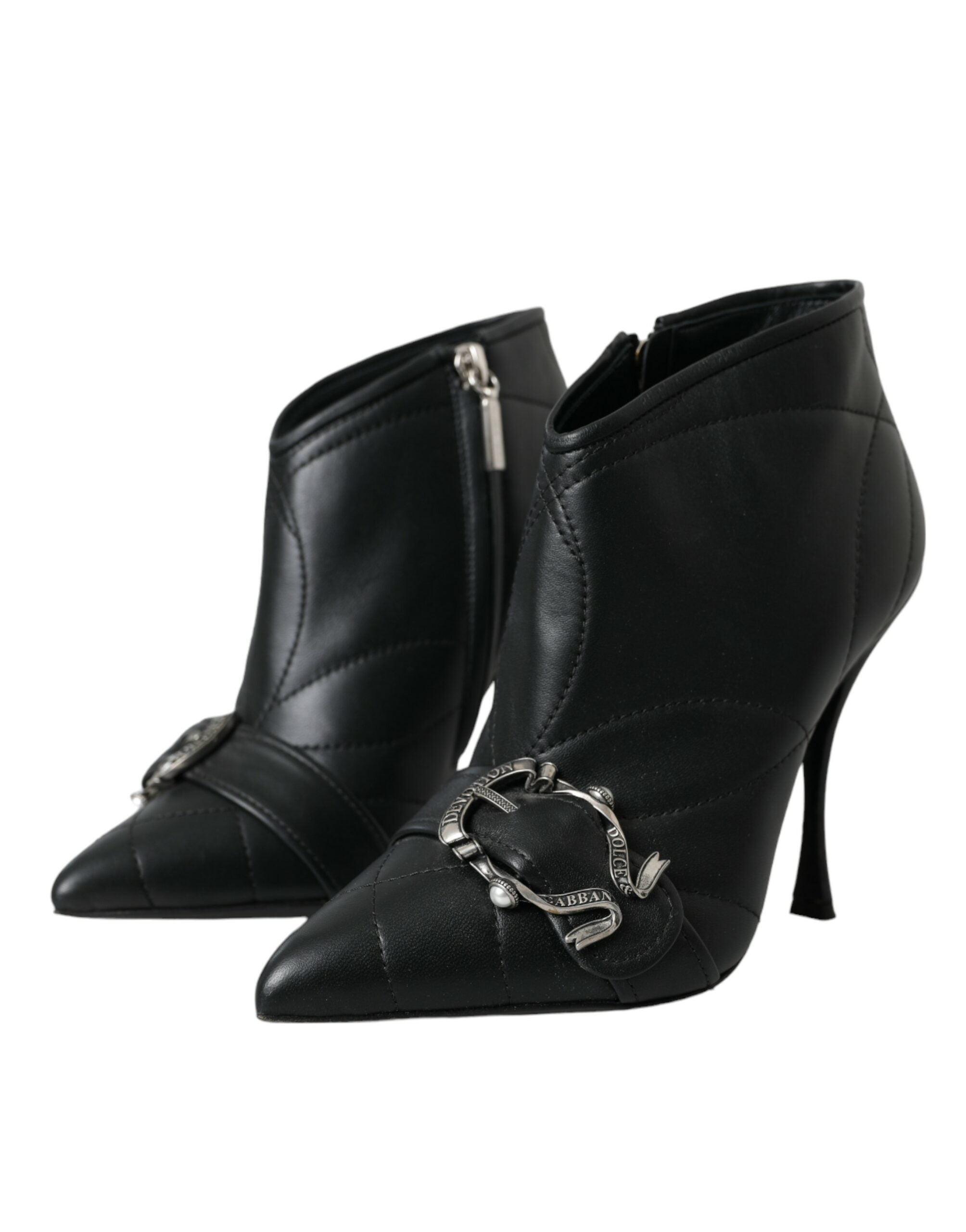 Dolce &amp; Gabbana Schwarze Devotion Steppstiefel mit Schnalle