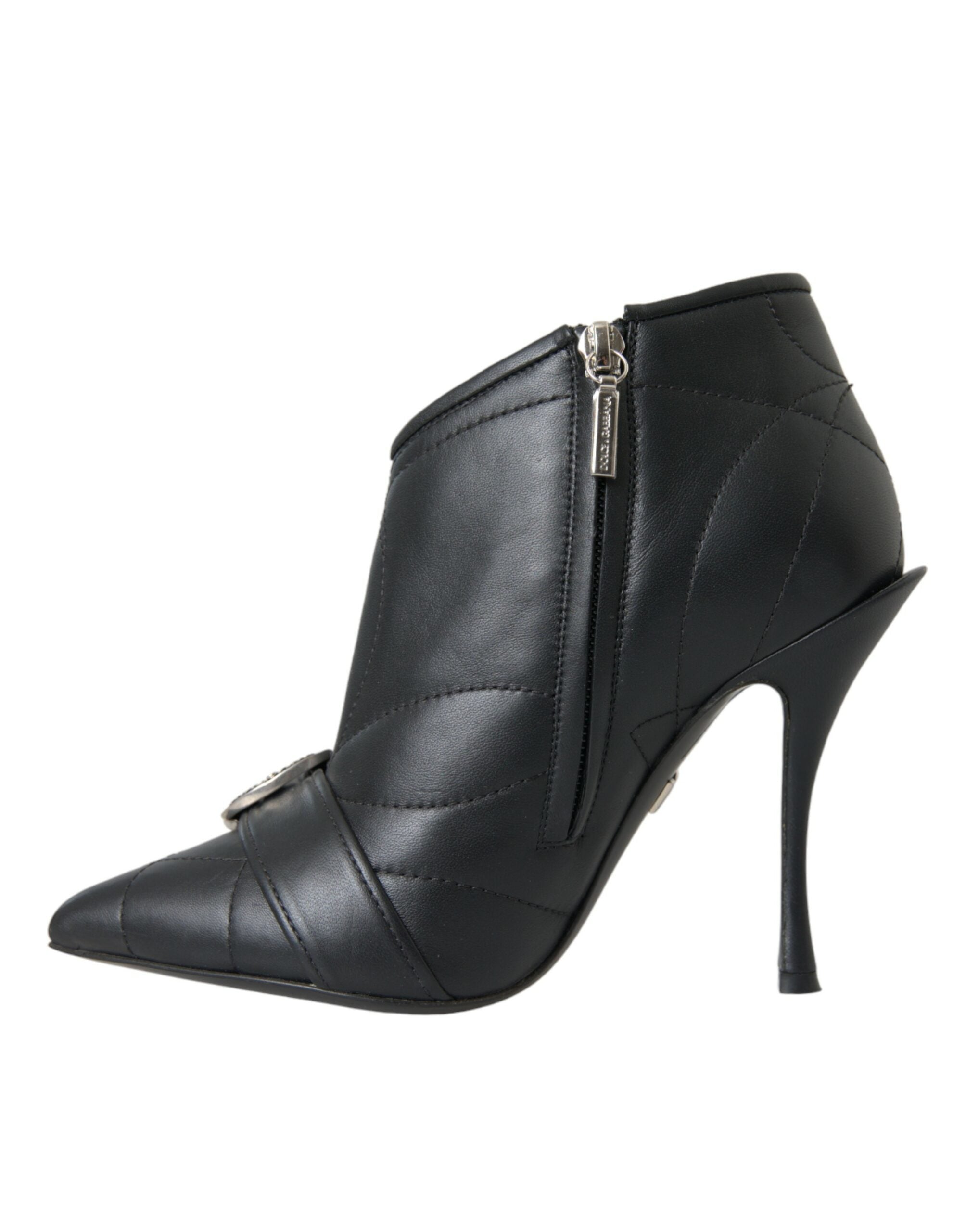 Dolce &amp; Gabbana Schwarze Devotion Steppstiefel mit Schnalle