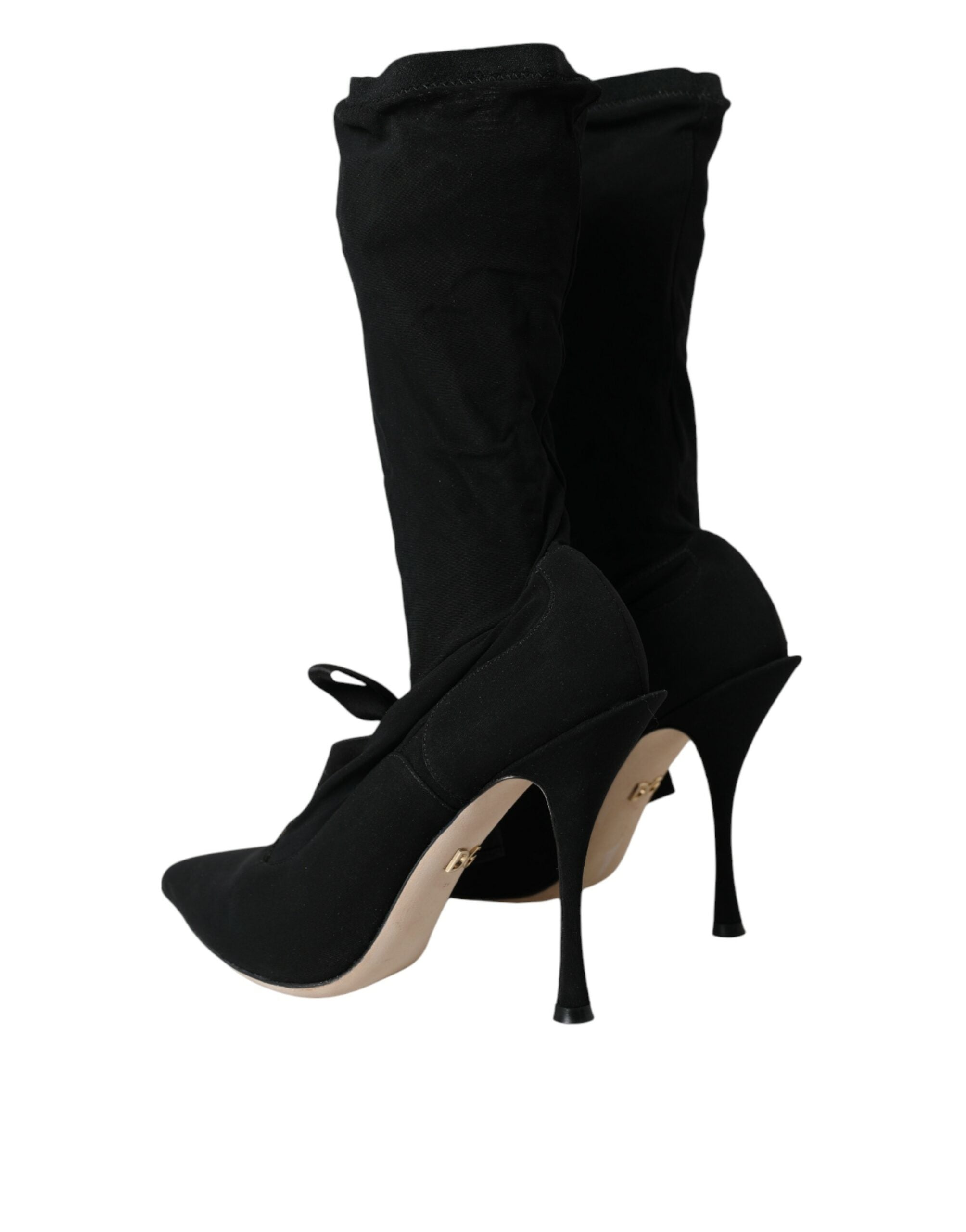 Dolce &amp; Gabbana Schwarze Stiletto-Stiefel mit mittelhohem Schaft
