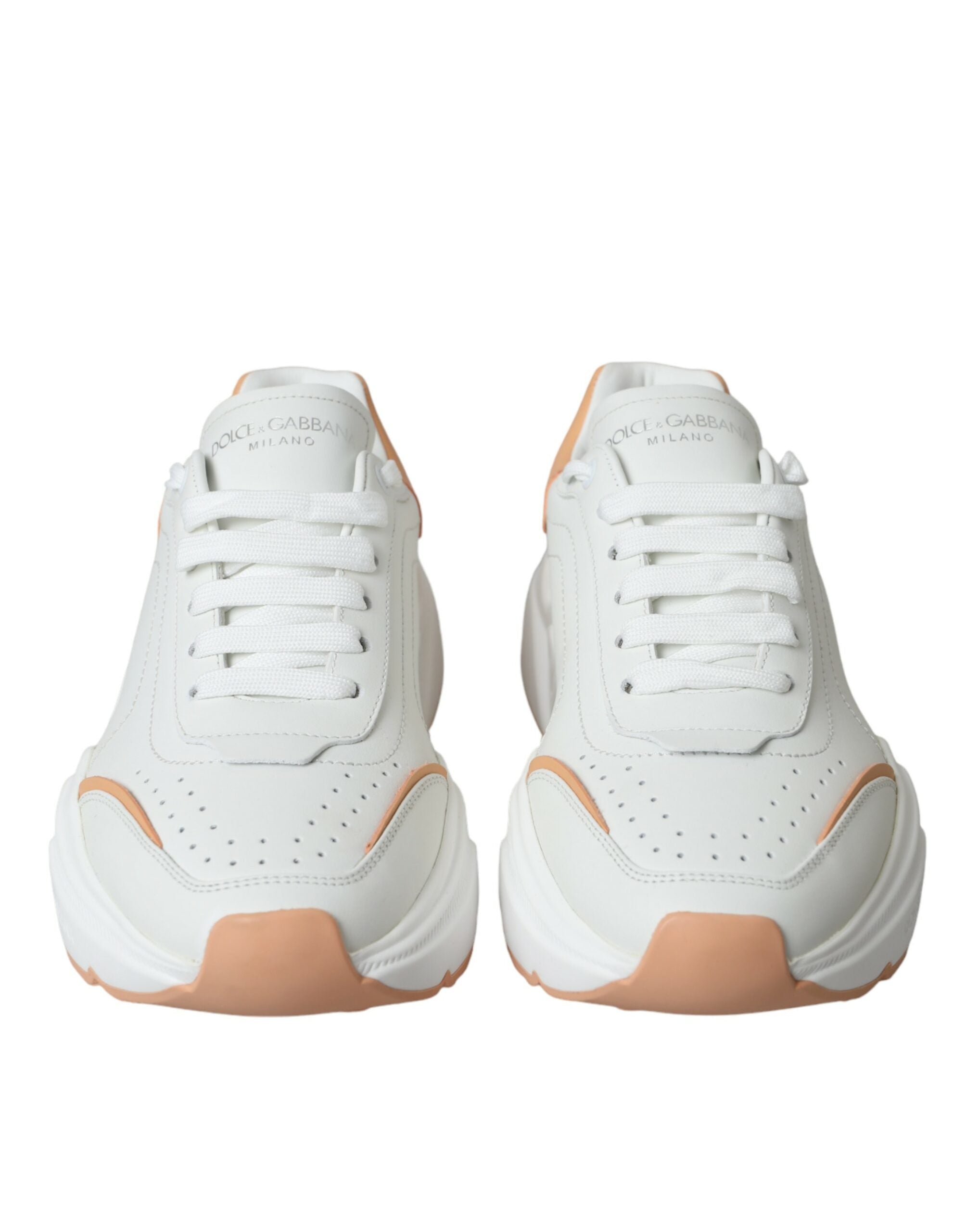 Dolce &amp; Gabbana White Peach DAYMASTER Leder-Sneakers