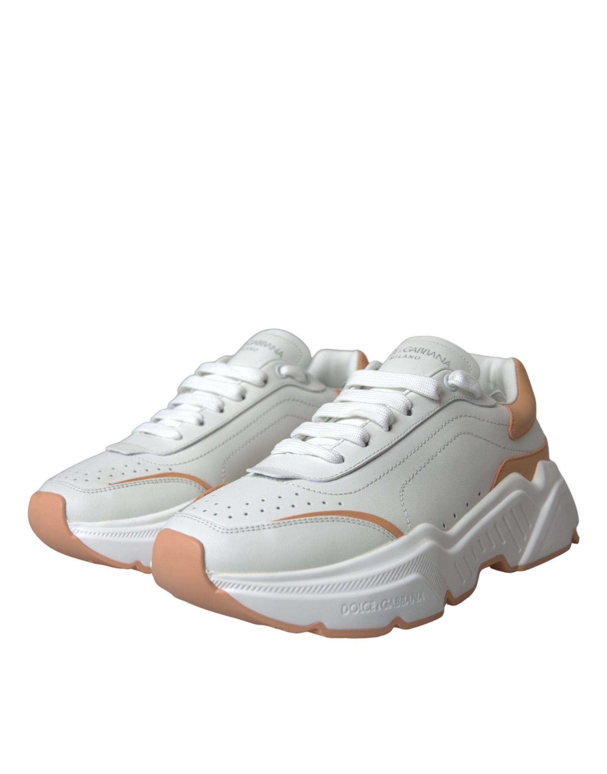 Dolce &amp; Gabbana White Peach DAYMASTER Leder-Sneakers