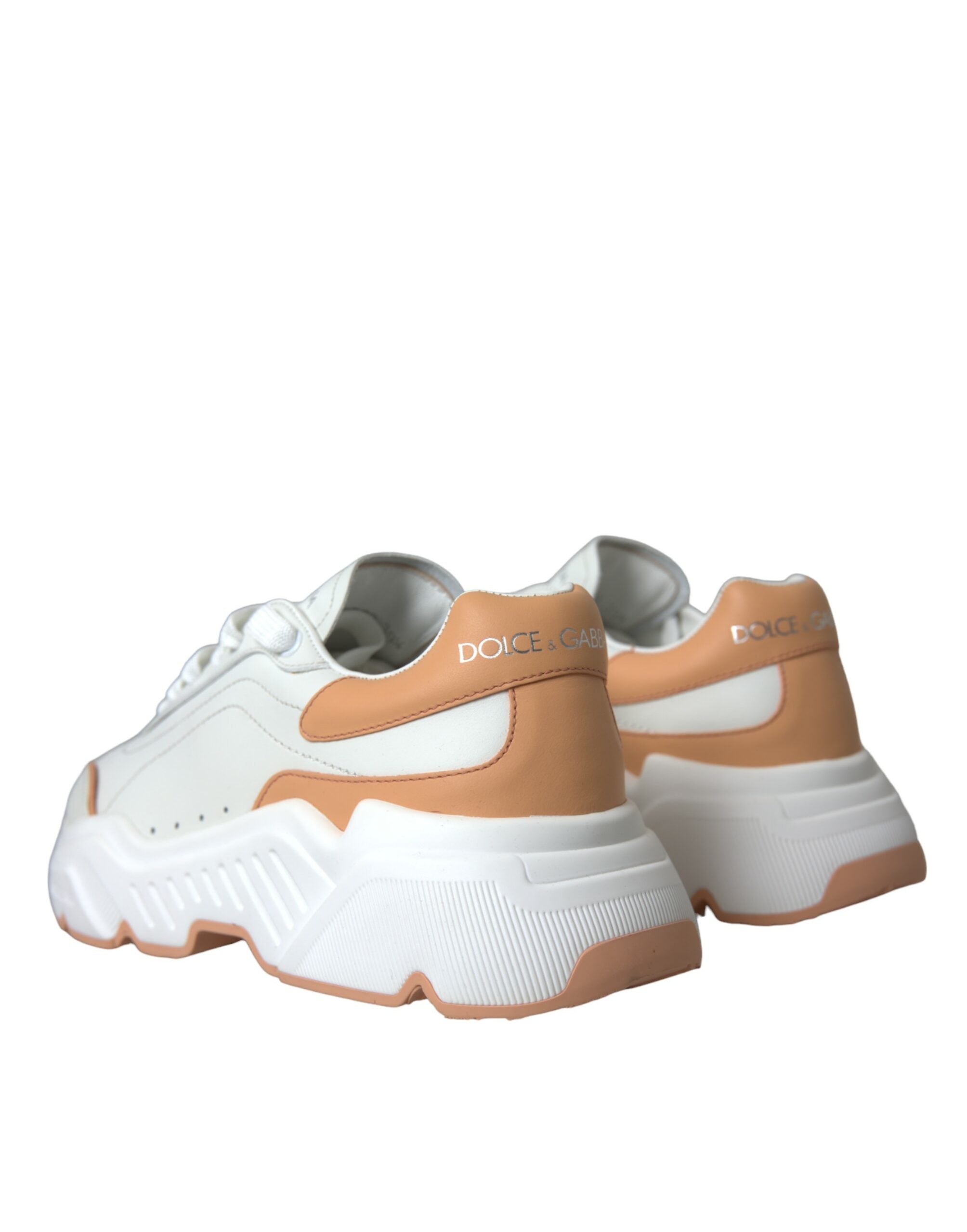 Dolce &amp; Gabbana White Peach DAYMASTER Leder-Sneakers