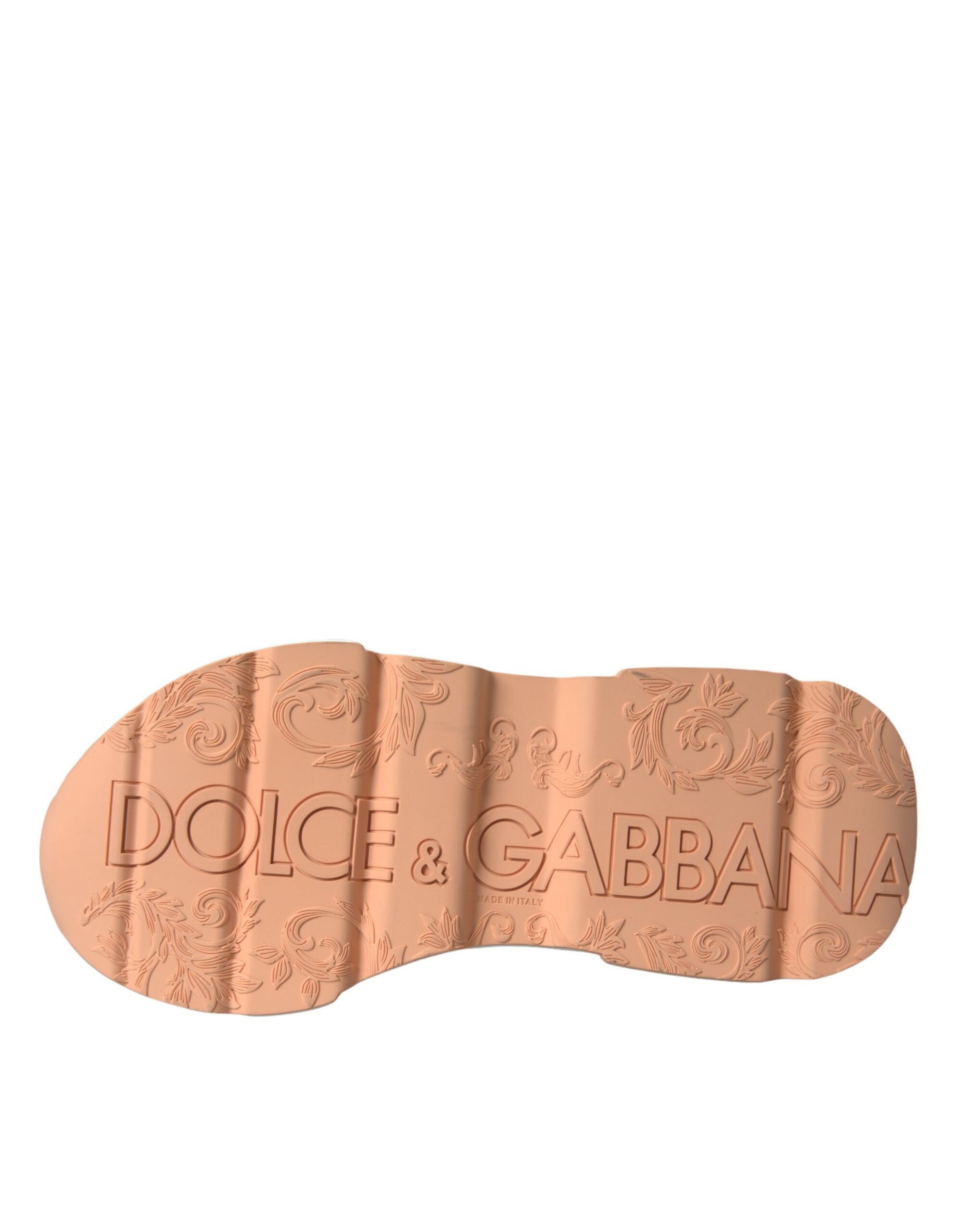 Dolce &amp; Gabbana White Peach DAYMASTER Leder-Sneakers