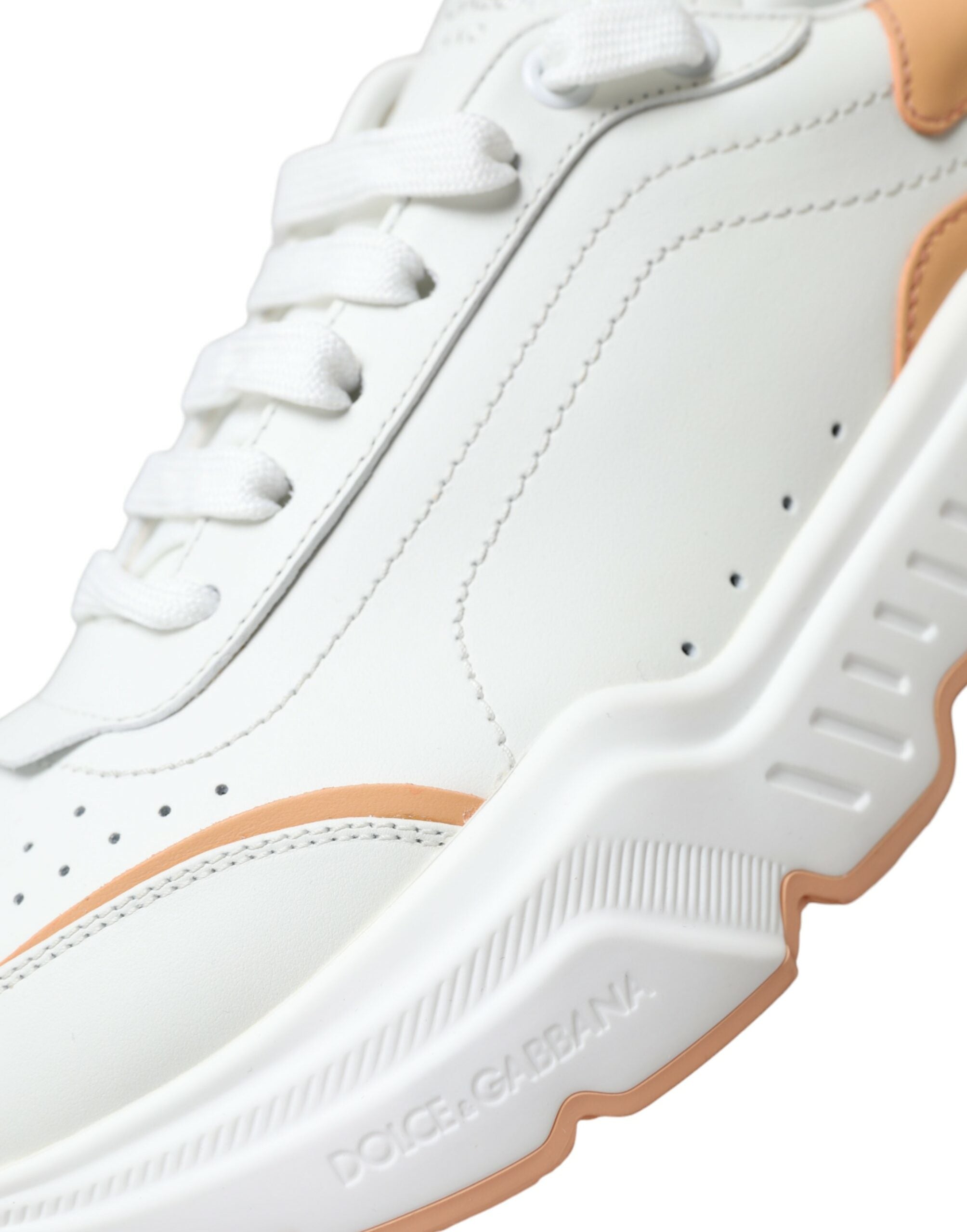 Dolce &amp; Gabbana White Peach DAYMASTER Leder-Sneakers