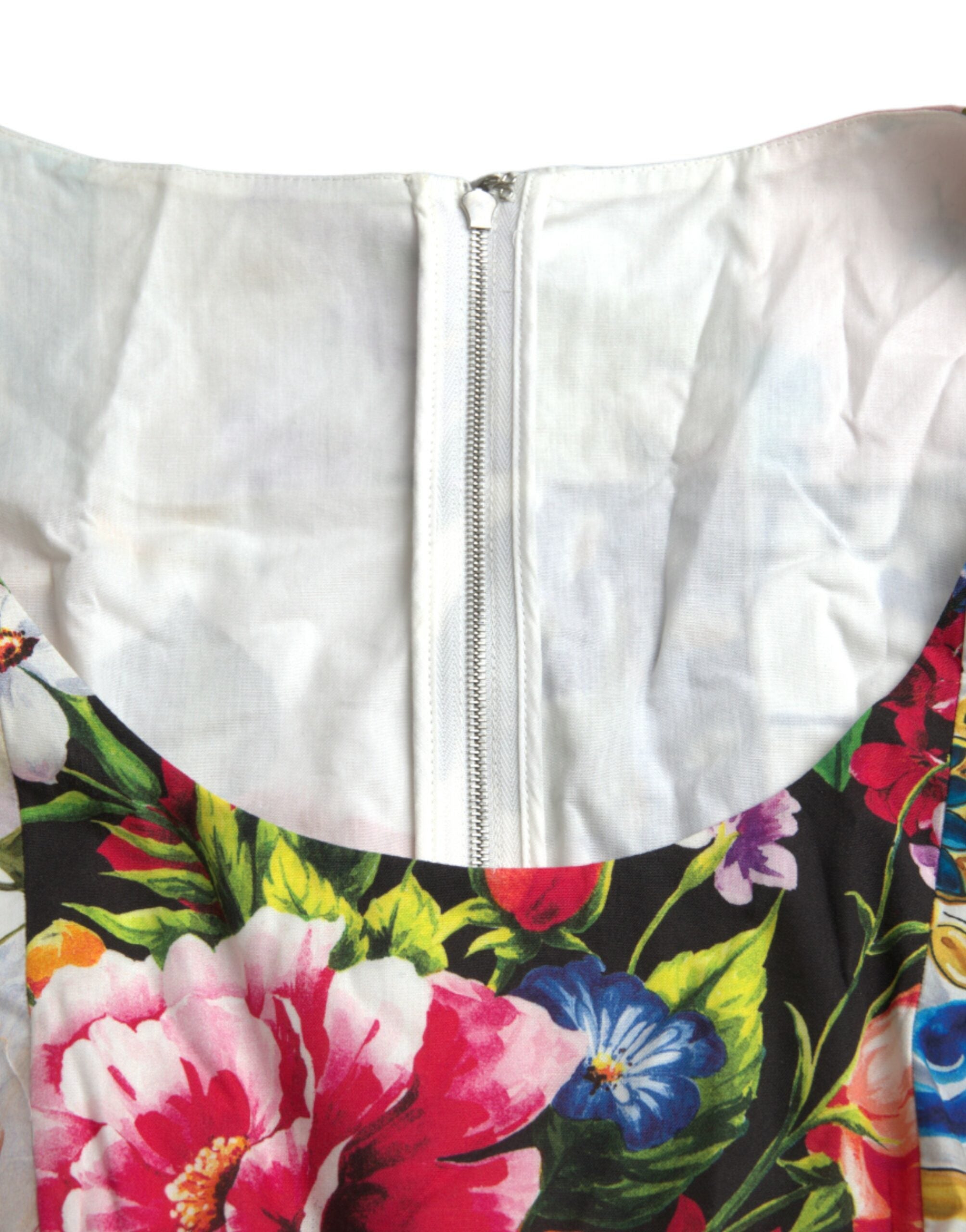 Robe courte trapèze en coton patchwork multicolore Dolce &amp; Gabbana