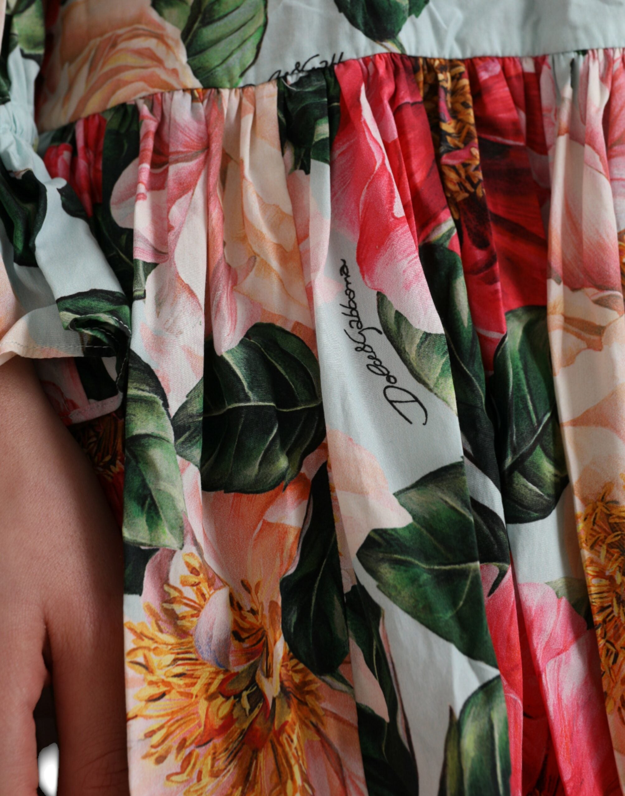 Robe plissée Dolce &amp; Gabbana multicolore à fleurs en coton Aline