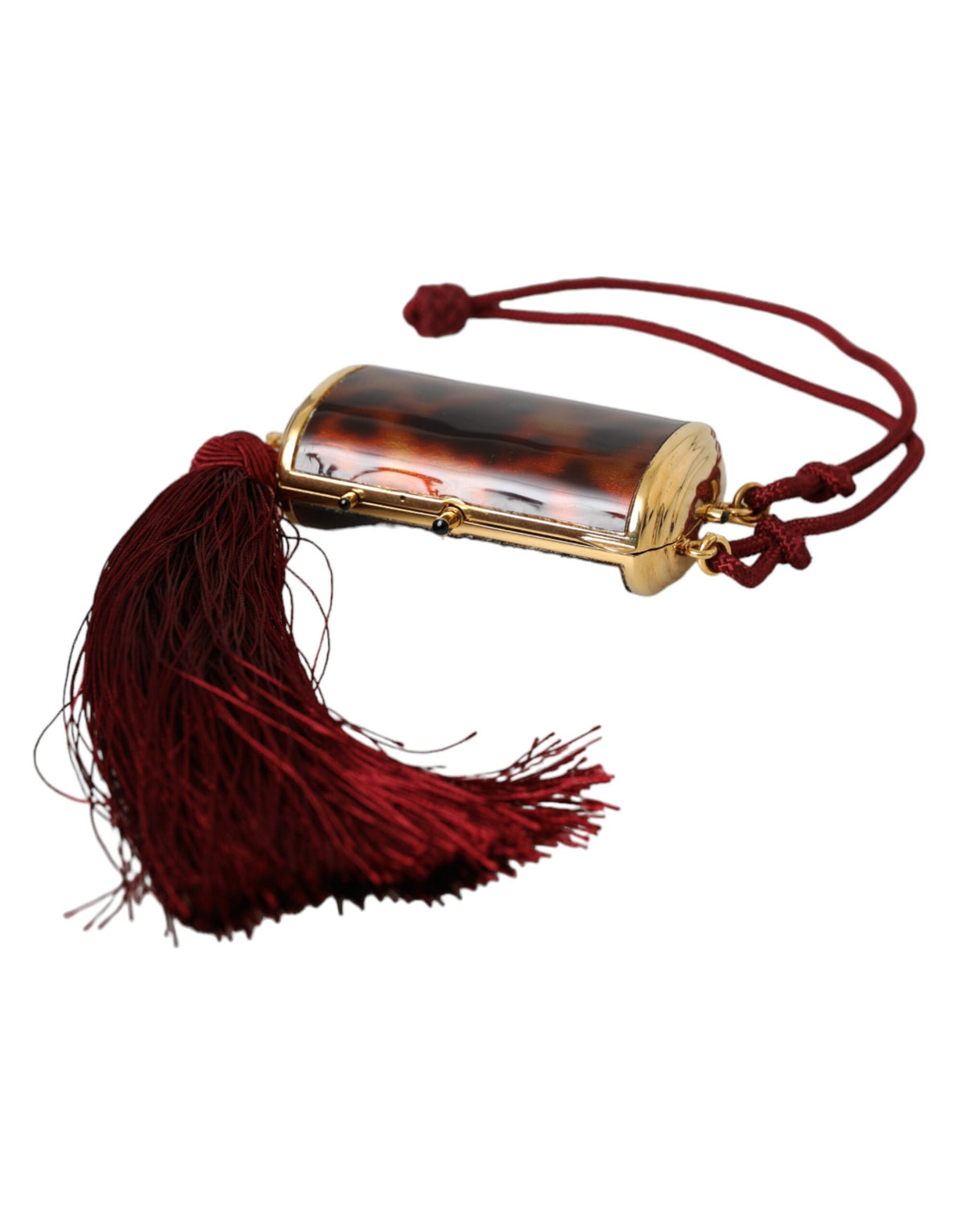 Trousse à maquillage Dolce &amp; Gabbana marron léopard avec mini miroir et pompon