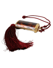 Trousse à maquillage Dolce &amp; Gabbana marron léopard avec mini miroir et pompon