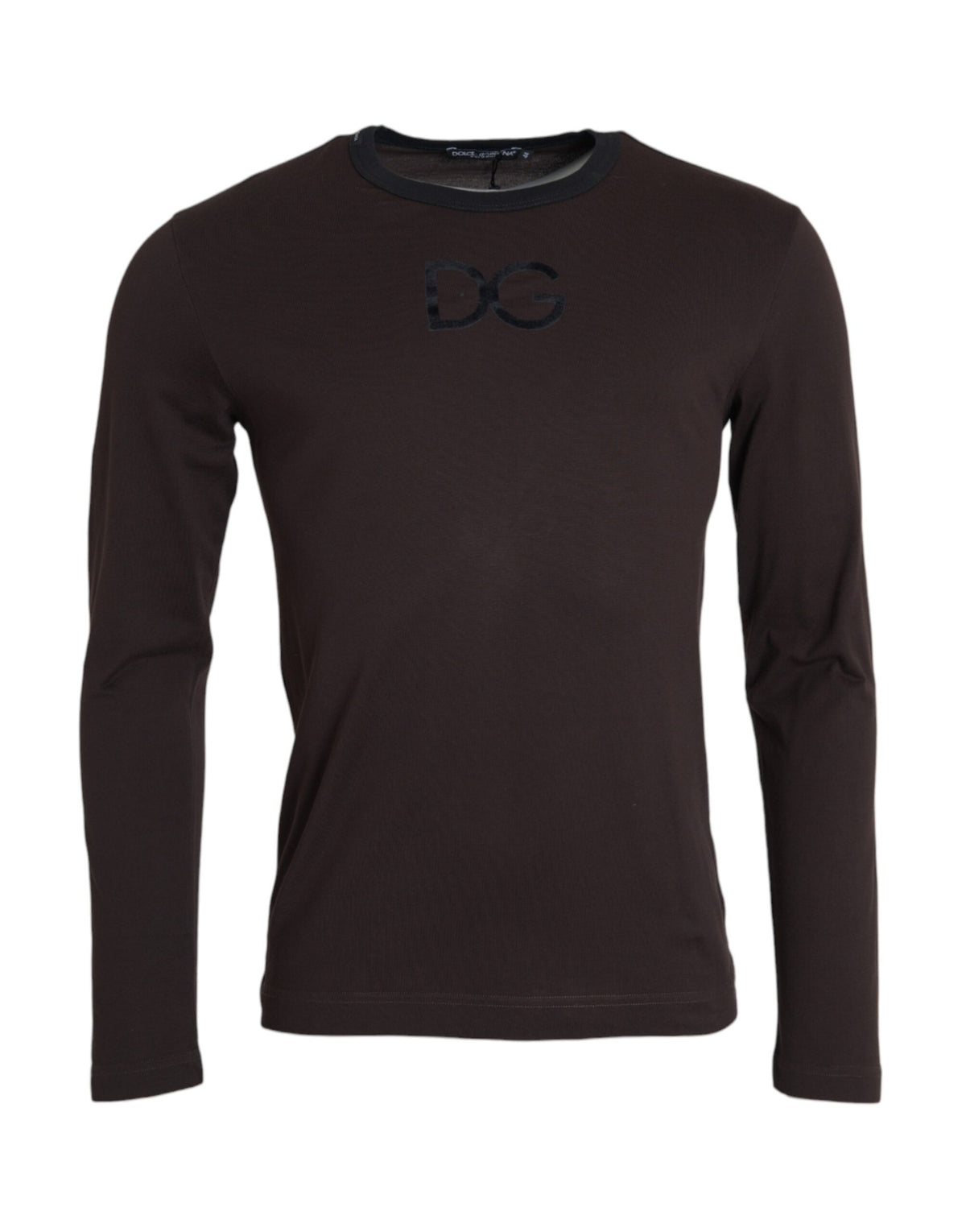 Dolce &amp; Gabbana brauner Pullover mit DG-Logo und Rundhalsausschnitt