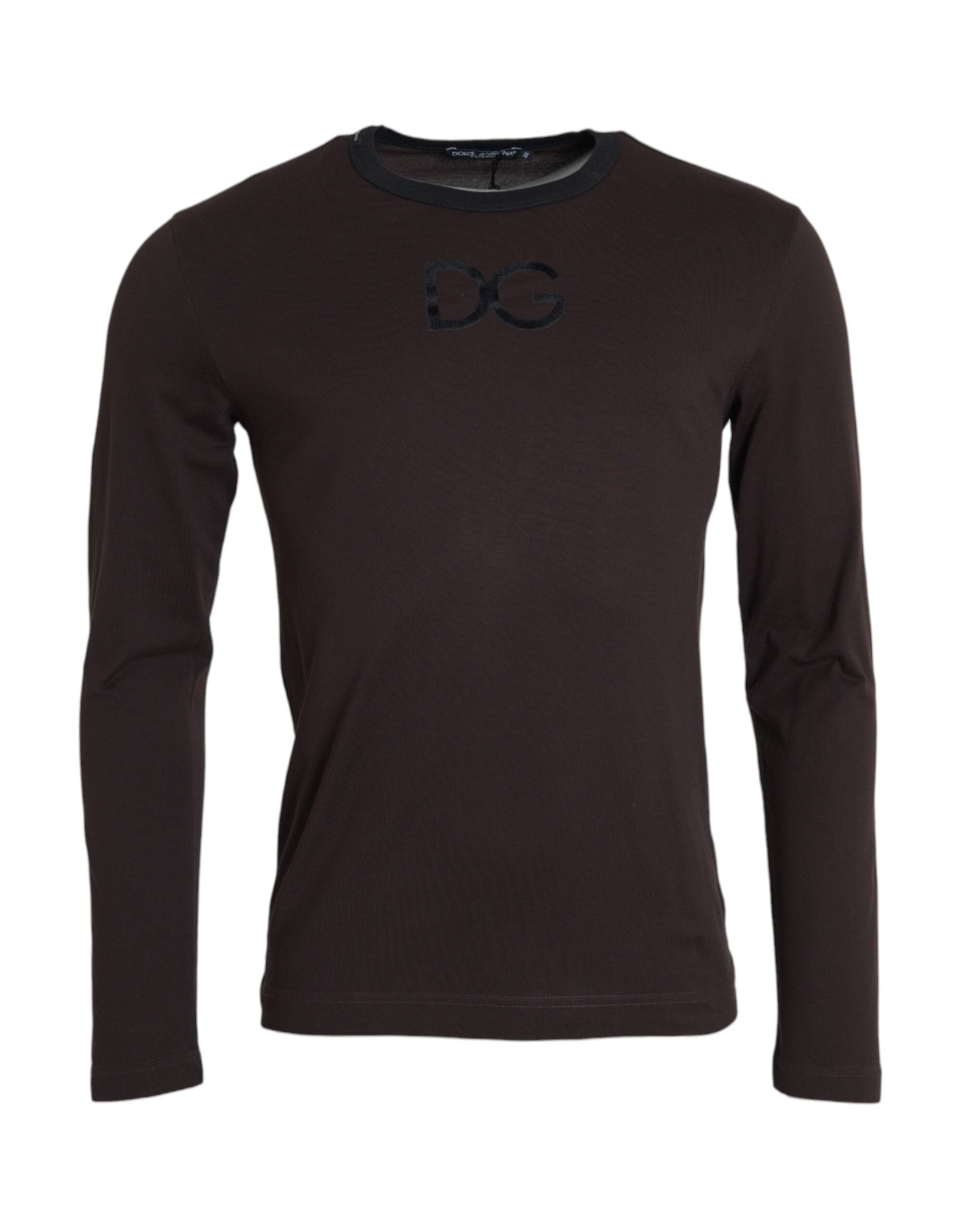 Dolce &amp; Gabbana brauner Pullover mit DG-Logo und Rundhalsausschnitt