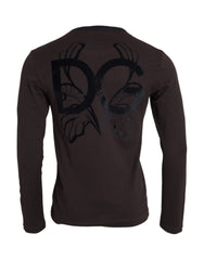 Dolce &amp; Gabbana brauner Pullover mit DG-Logo und Rundhalsausschnitt