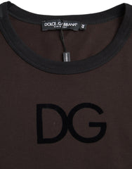 Dolce &amp; Gabbana brauner Pullover mit DG-Logo und Rundhalsausschnitt