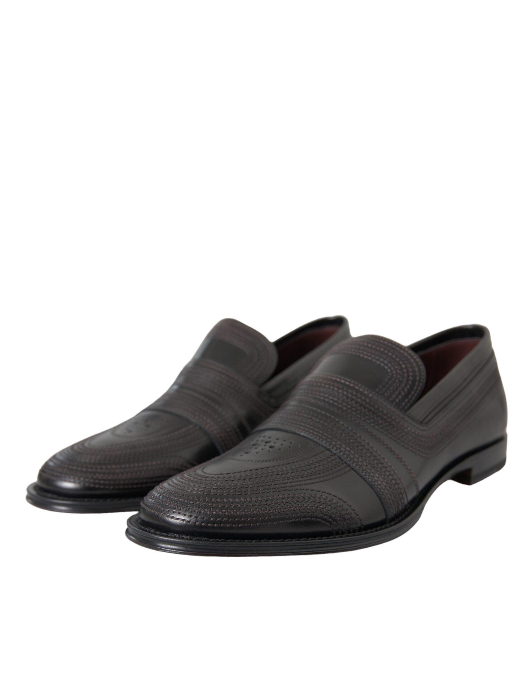 Mocassins Dolce &amp; Gabbana en cuir noir et marron, chaussures habillées pour homme