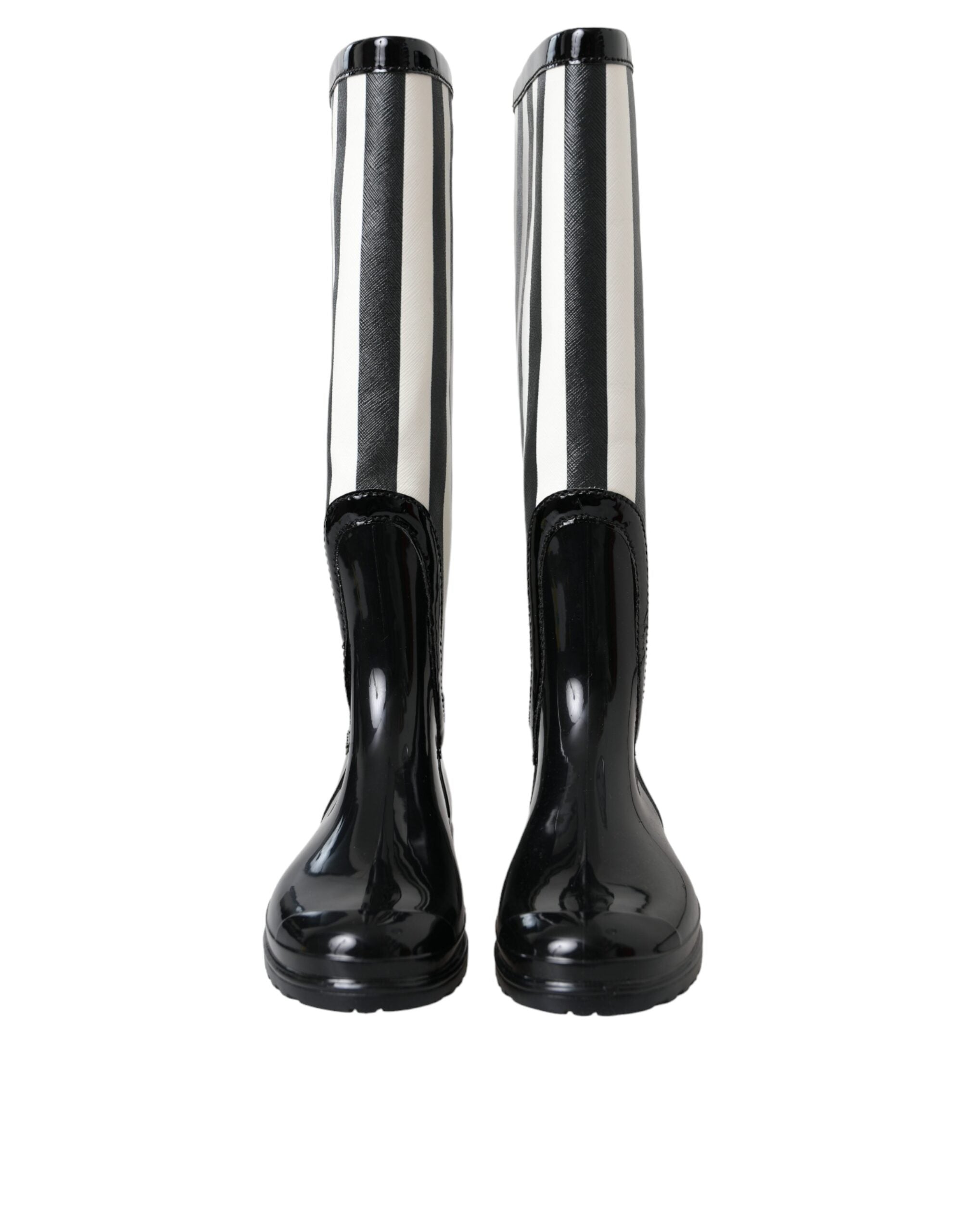 Bottes plates montantes en caoutchouc noir Dolce &amp; Gabbana