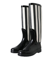 Bottes plates montantes en caoutchouc noir Dolce &amp; Gabbana