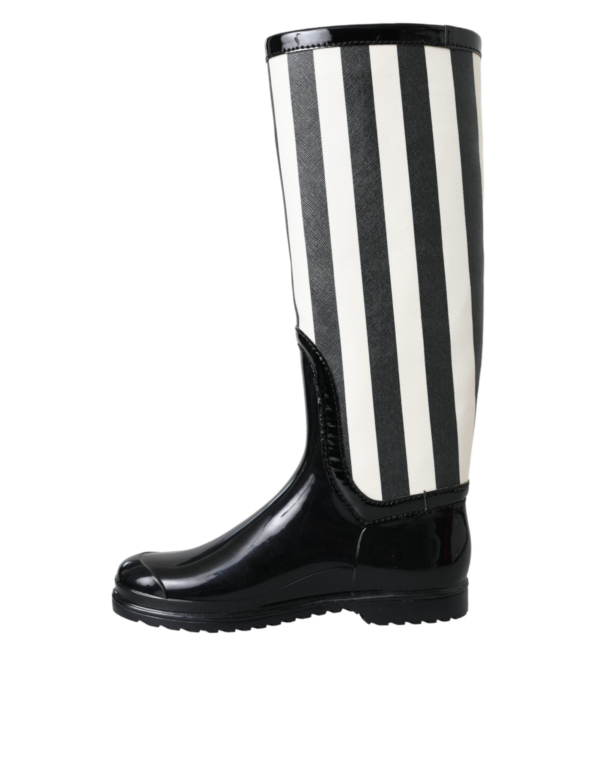 Bottes plates montantes en caoutchouc noir Dolce &amp; Gabbana