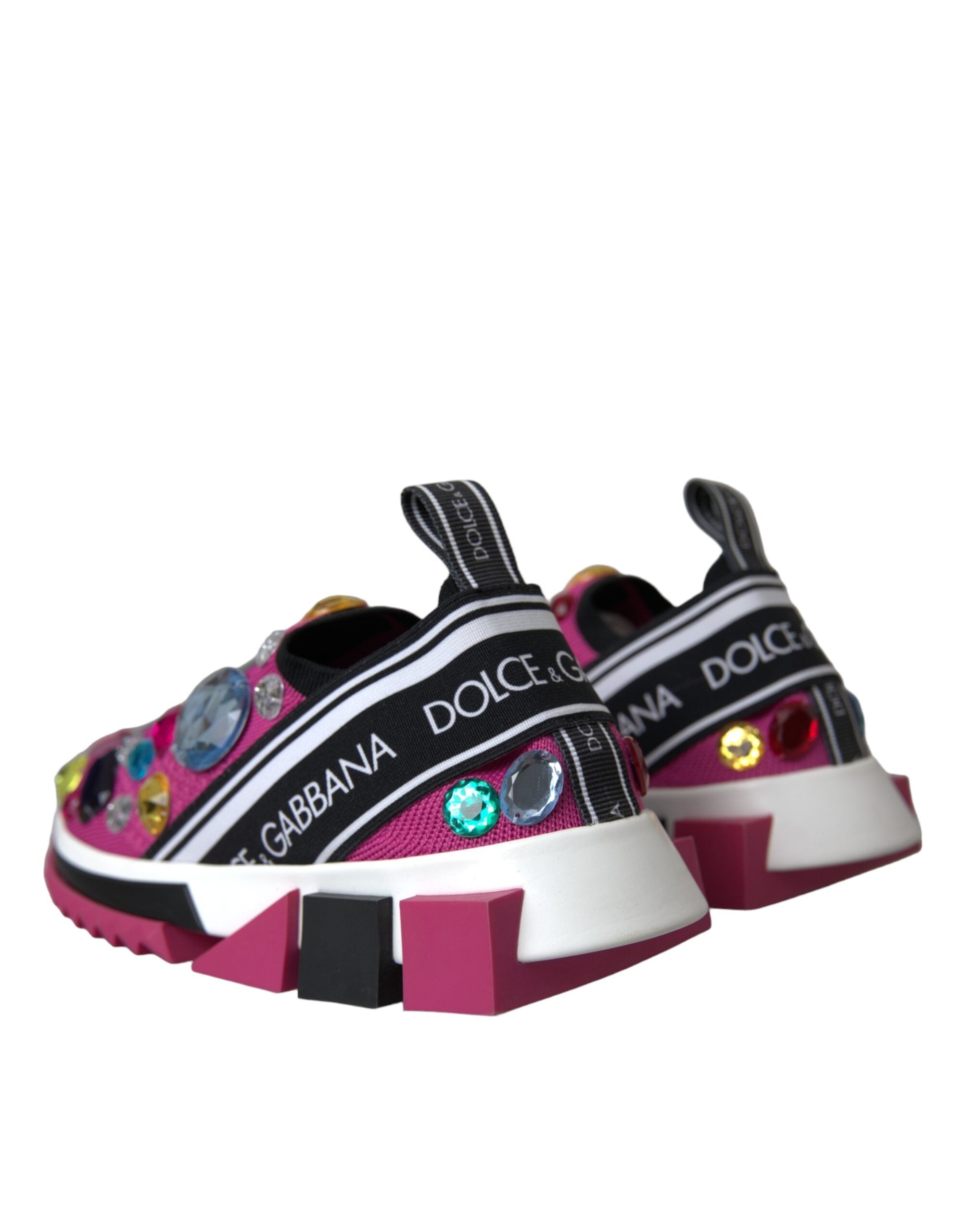 Dolce &amp; Gabbana Pink Sorrento Crystals Sneakers Schuhe