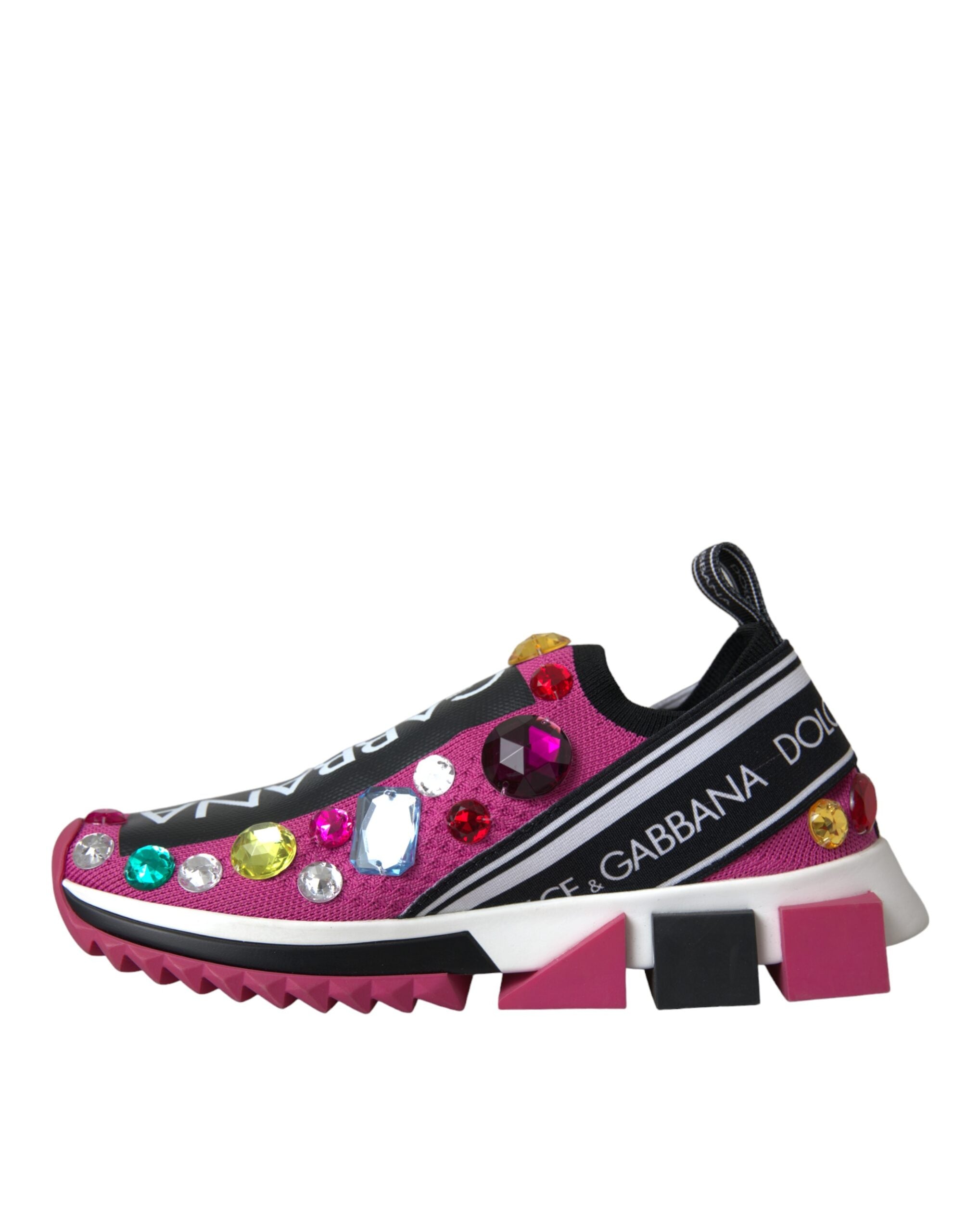 Dolce &amp; Gabbana Pink Sorrento Crystals Sneakers Schuhe