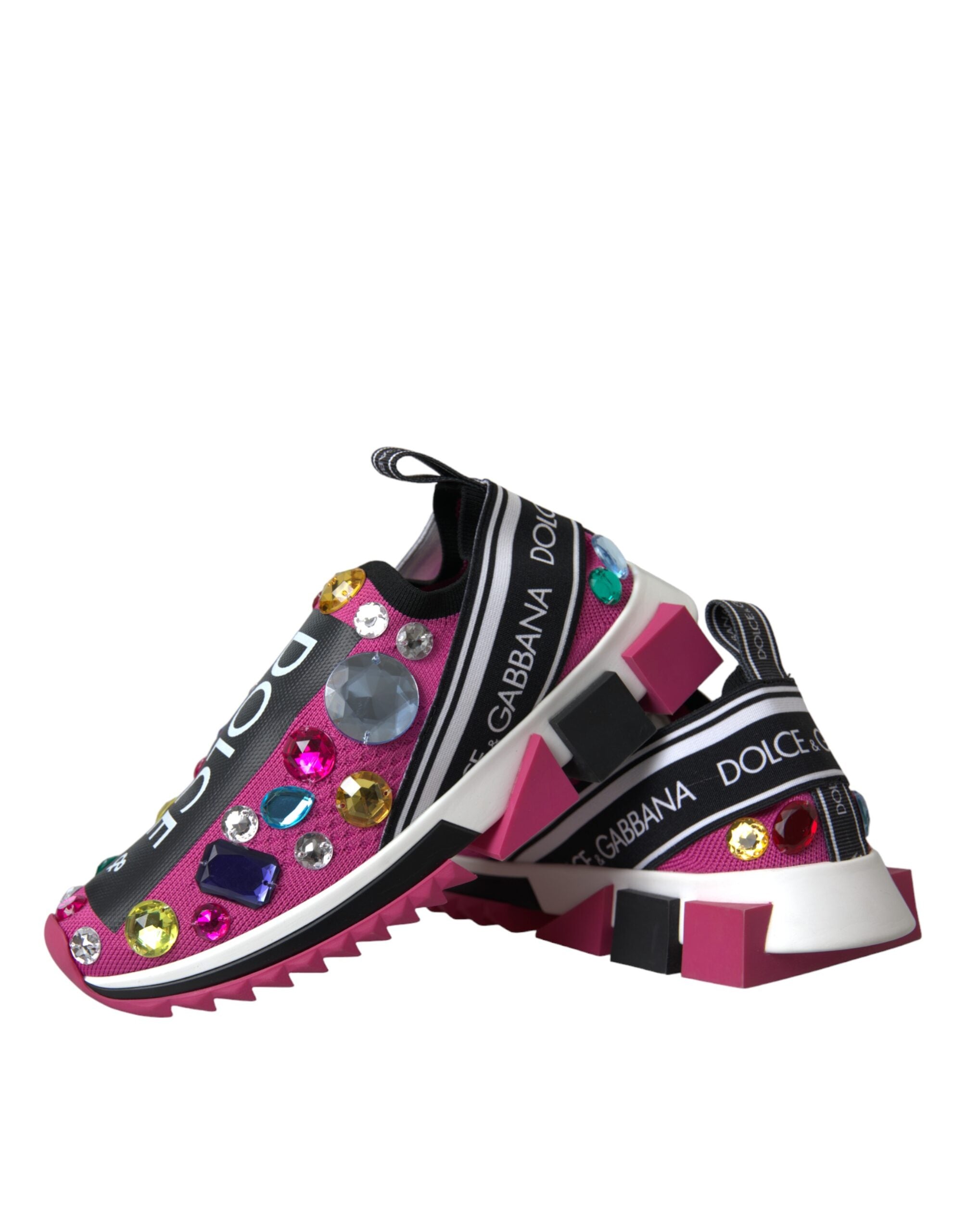 Dolce &amp; Gabbana Pink Sorrento Crystals Sneakers Schuhe