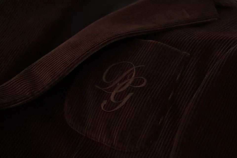 Dolce &amp; Gabbana brauner Cordmantel, schmal geschnitten, Blazer mit DG-Logo