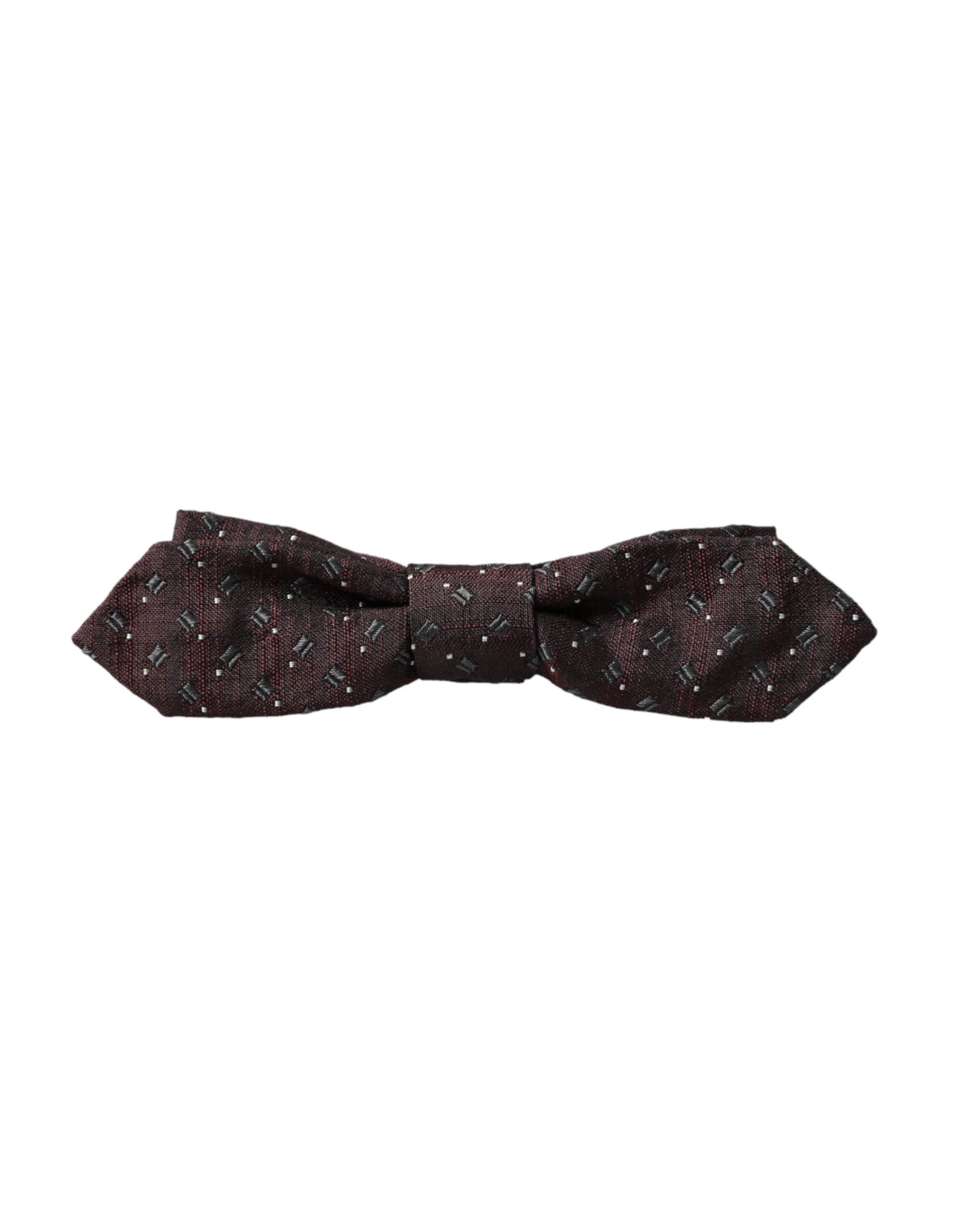 Nœud papillon Dolce &amp; Gabbana en soie bordeaux à motifs, ajustable.