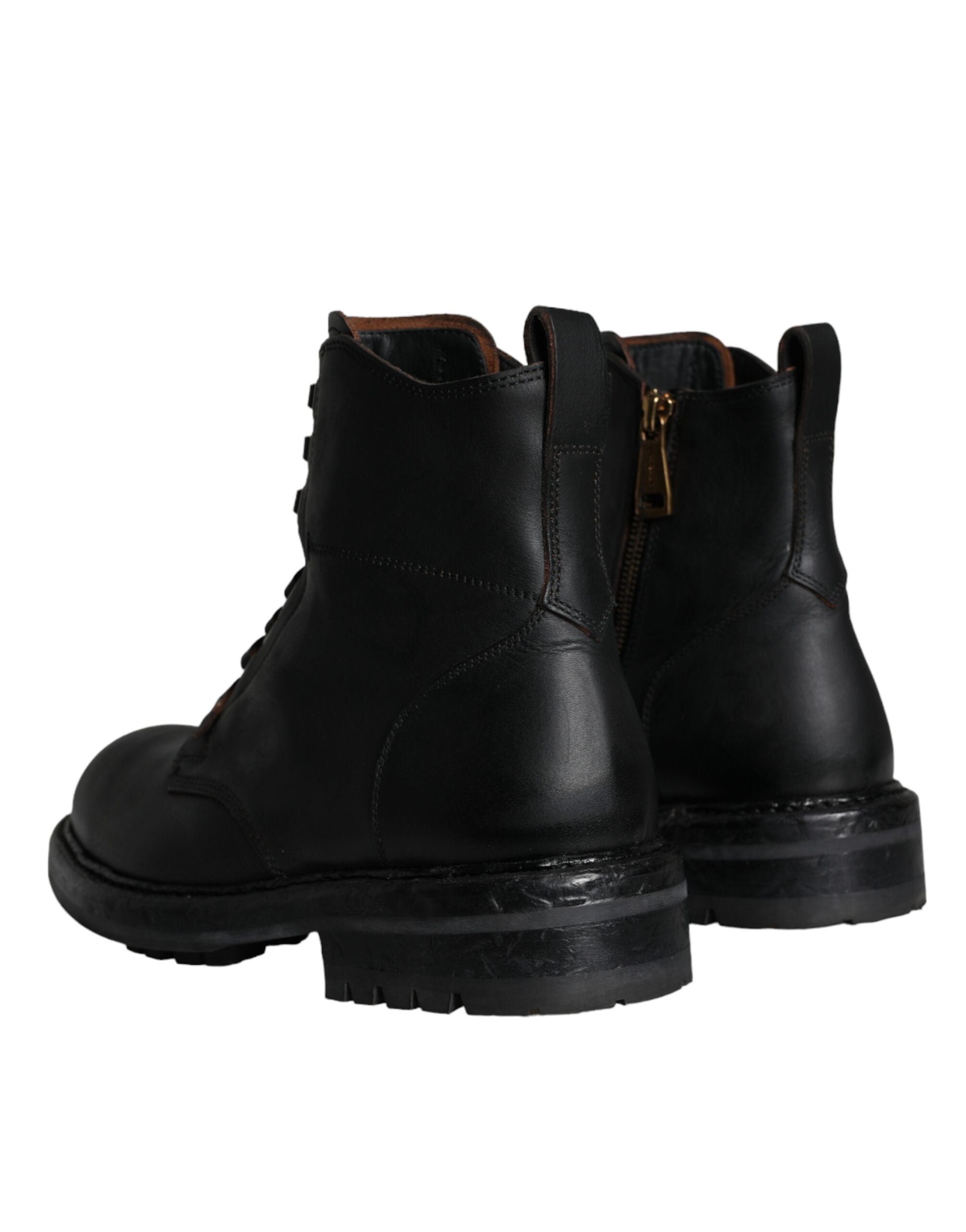 Dolce &amp; Gabbana Schwarze Schnürstiefel bis zur Wade, Herrenschuhe