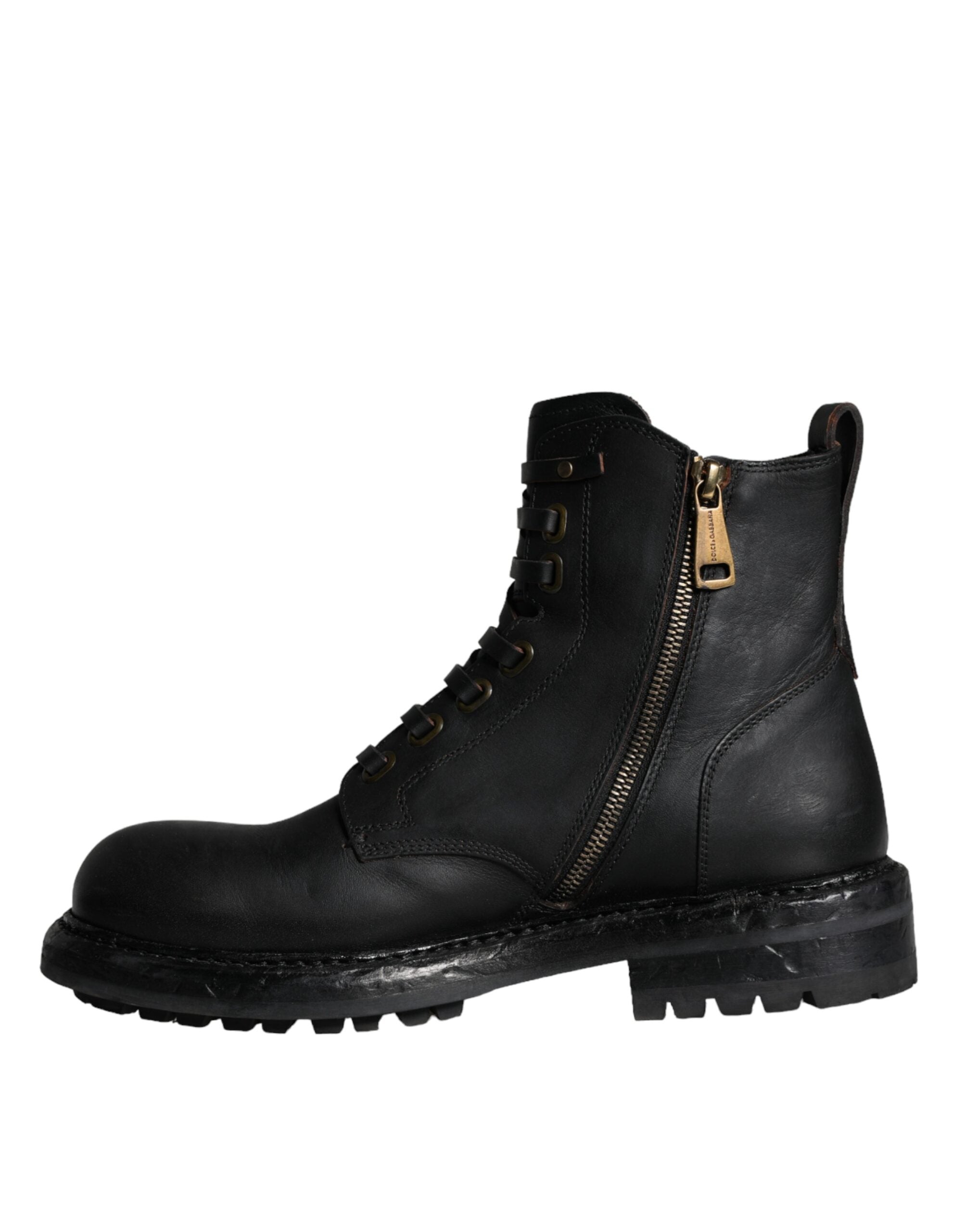 Dolce &amp; Gabbana Schwarze Schnürstiefel bis zur Wade, Herrenschuhe