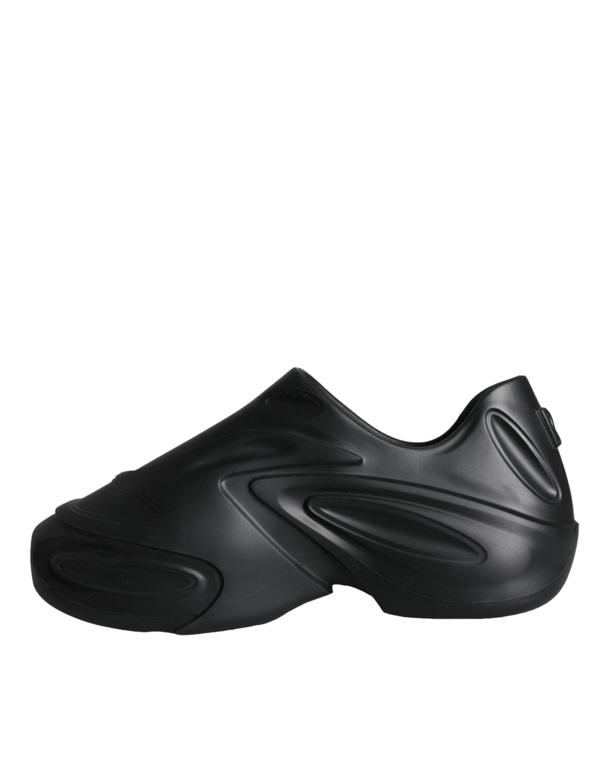 Dolce &amp; Gabbana Schwarze Sneaker mit folienbeschichtetem Gummi-Toy-Design, niedriges Oberteil