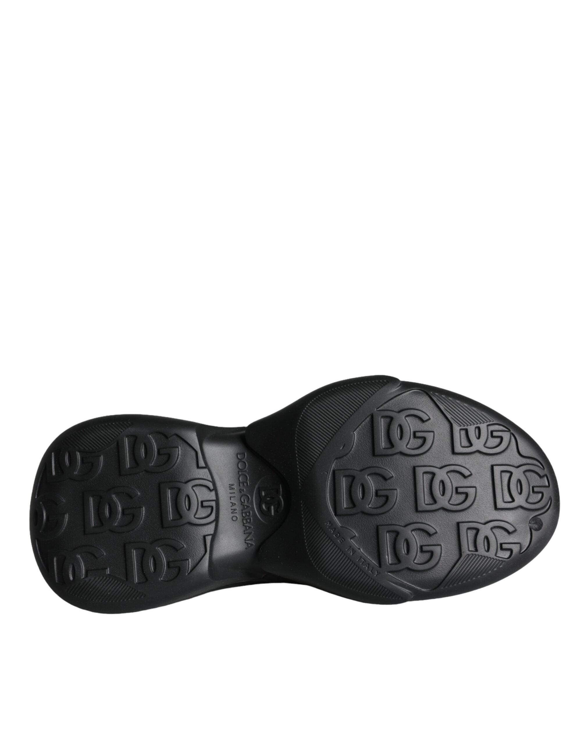 Dolce &amp; Gabbana Schwarze Sneaker mit folienbeschichtetem Gummi-Toy-Design, niedriges Oberteil