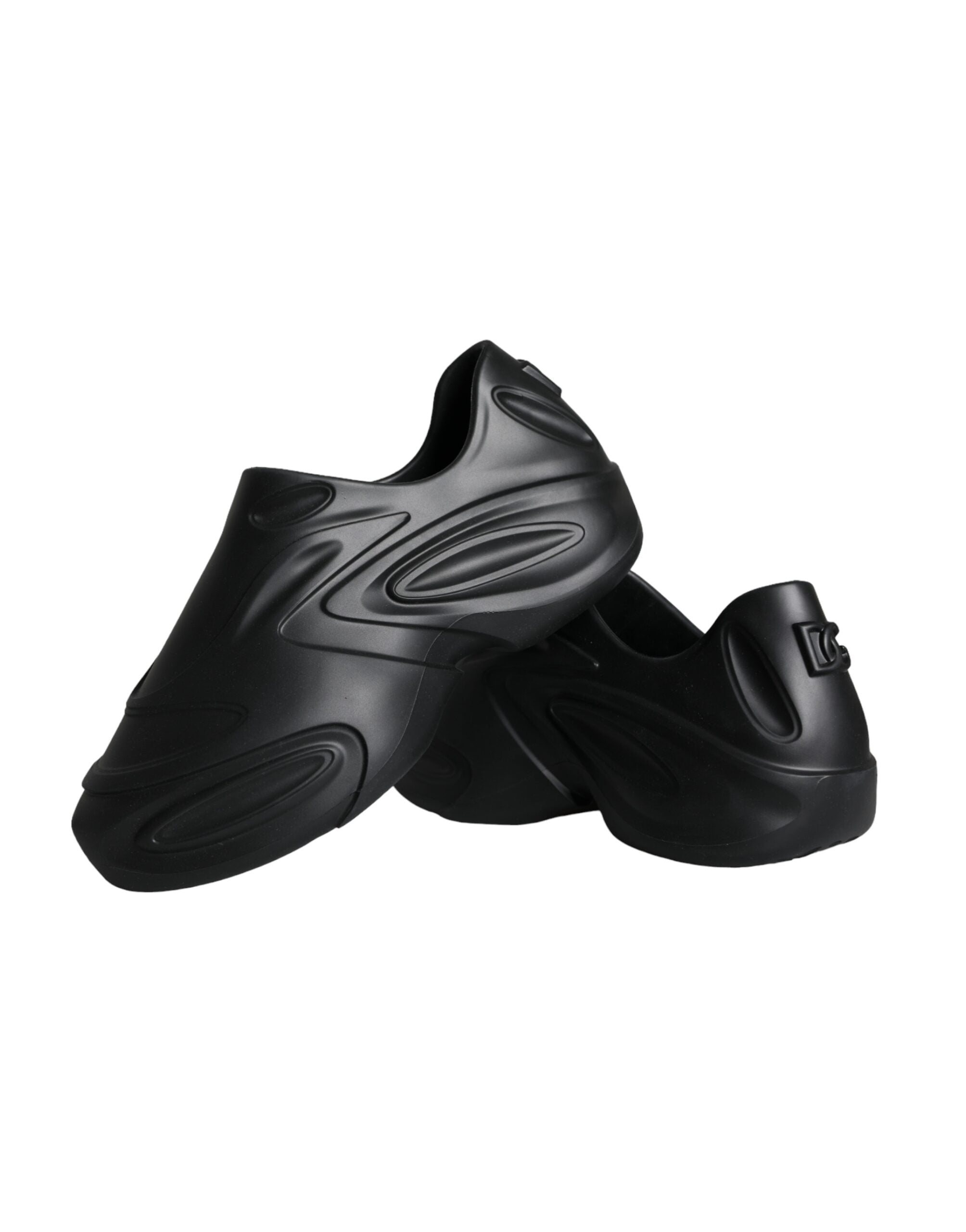 Dolce &amp; Gabbana Schwarze Sneaker mit folienbeschichtetem Gummi-Toy-Design, niedriges Oberteil