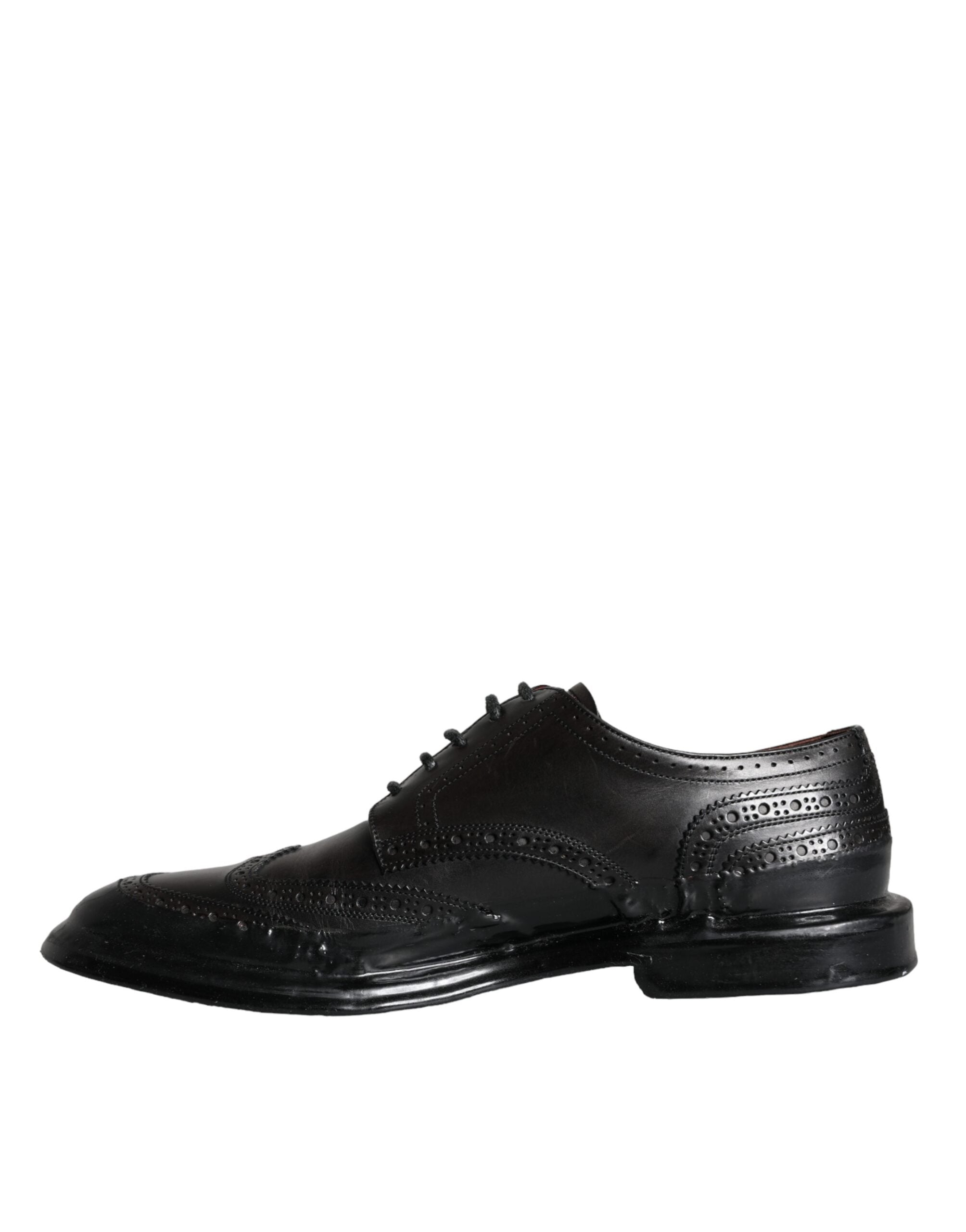 Chaussures Oxford Dolce &amp; Gabbana en cuir noir à bout golf, habillées pour hommes