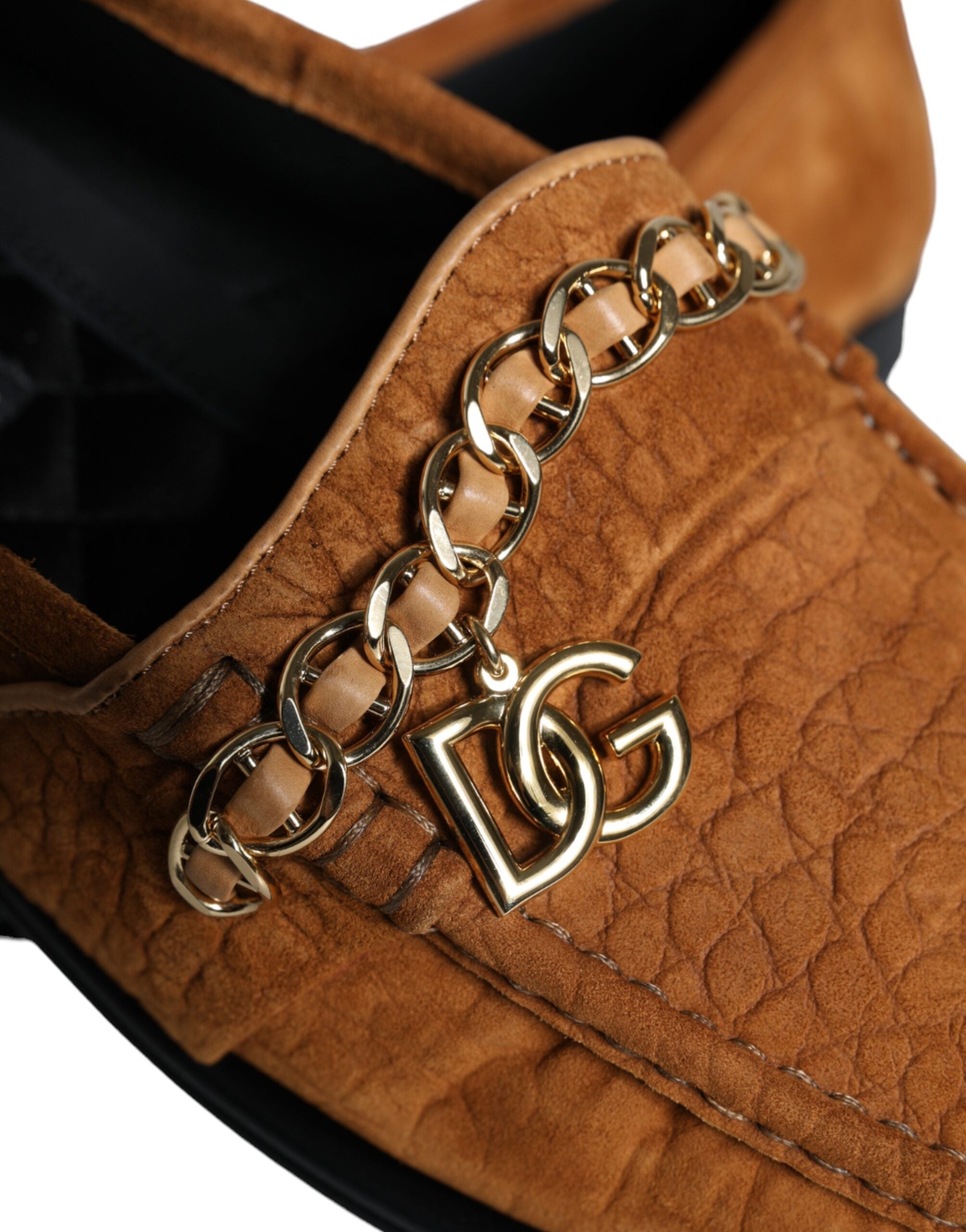 Mocassins Dolce &amp; Gabbana en cuir velours marron avec logo