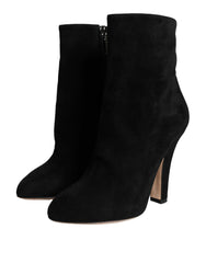 Dolce &amp; Gabbana Schwarze Wildleder-Stiefel bis zur Wade