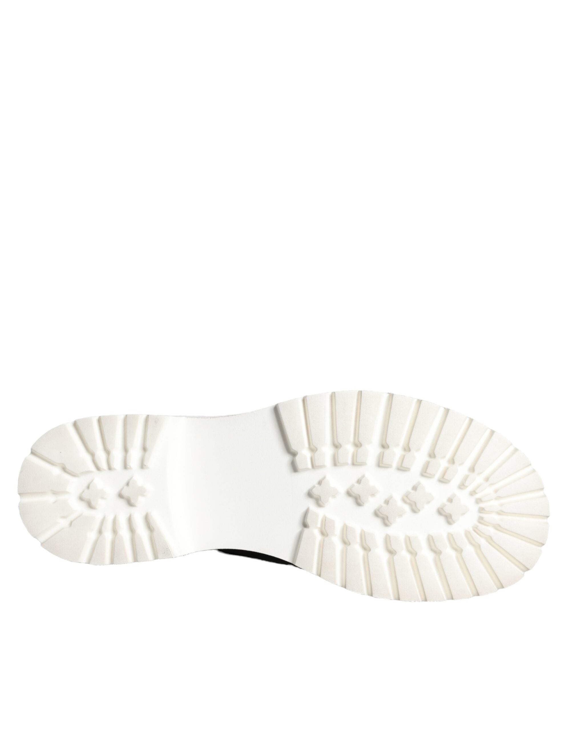 Bottes de combat mi-mollet en cuir noir Dolce &amp; Gabbana