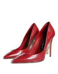 Escarpins Dolce &amp; Gabbana en cuir verni rouge avec fausses perles