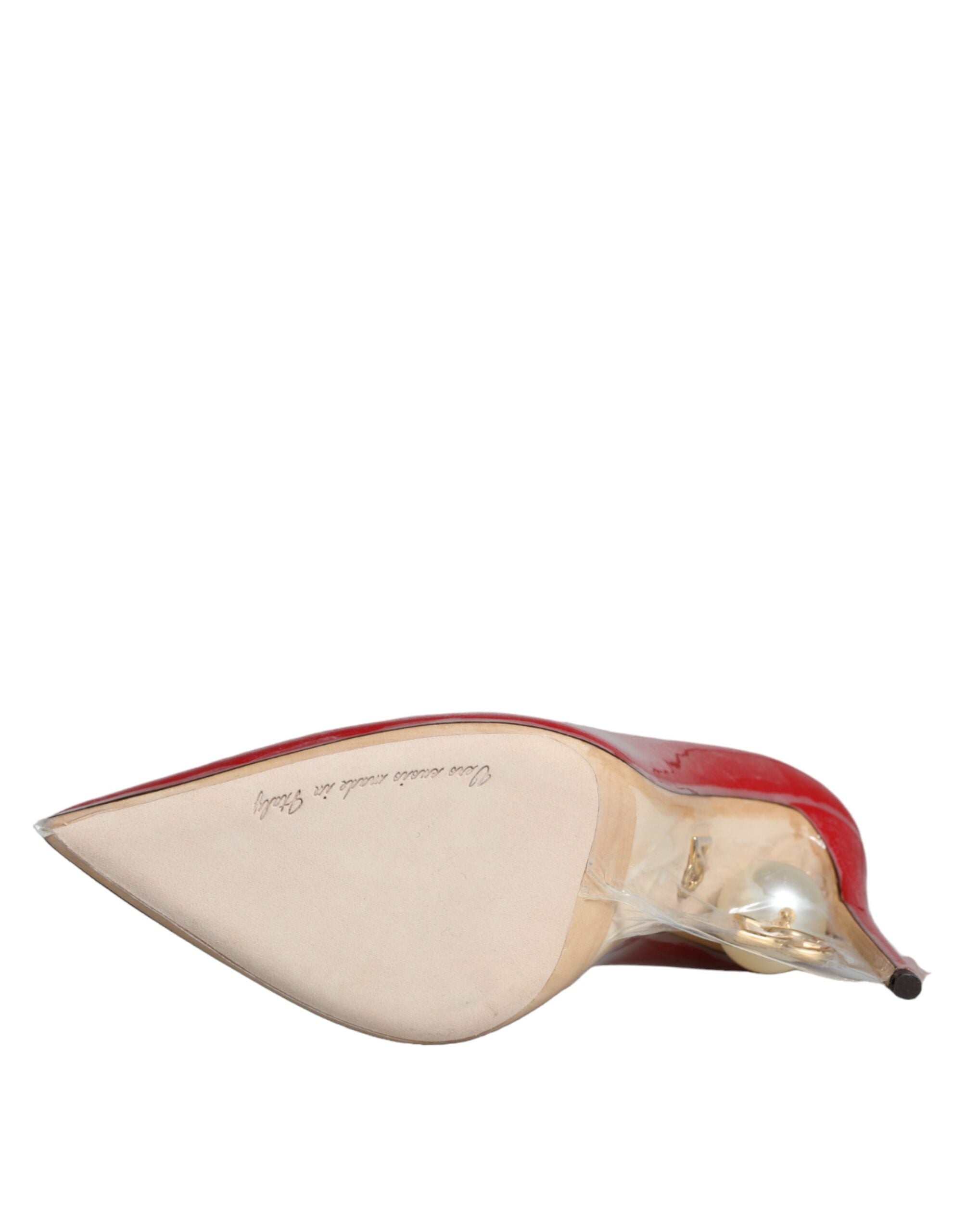Escarpins Dolce &amp; Gabbana en cuir verni rouge avec fausses perles