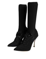 Bottes Dolce &amp; Gabbana noires à talons aiguilles mi-mollet