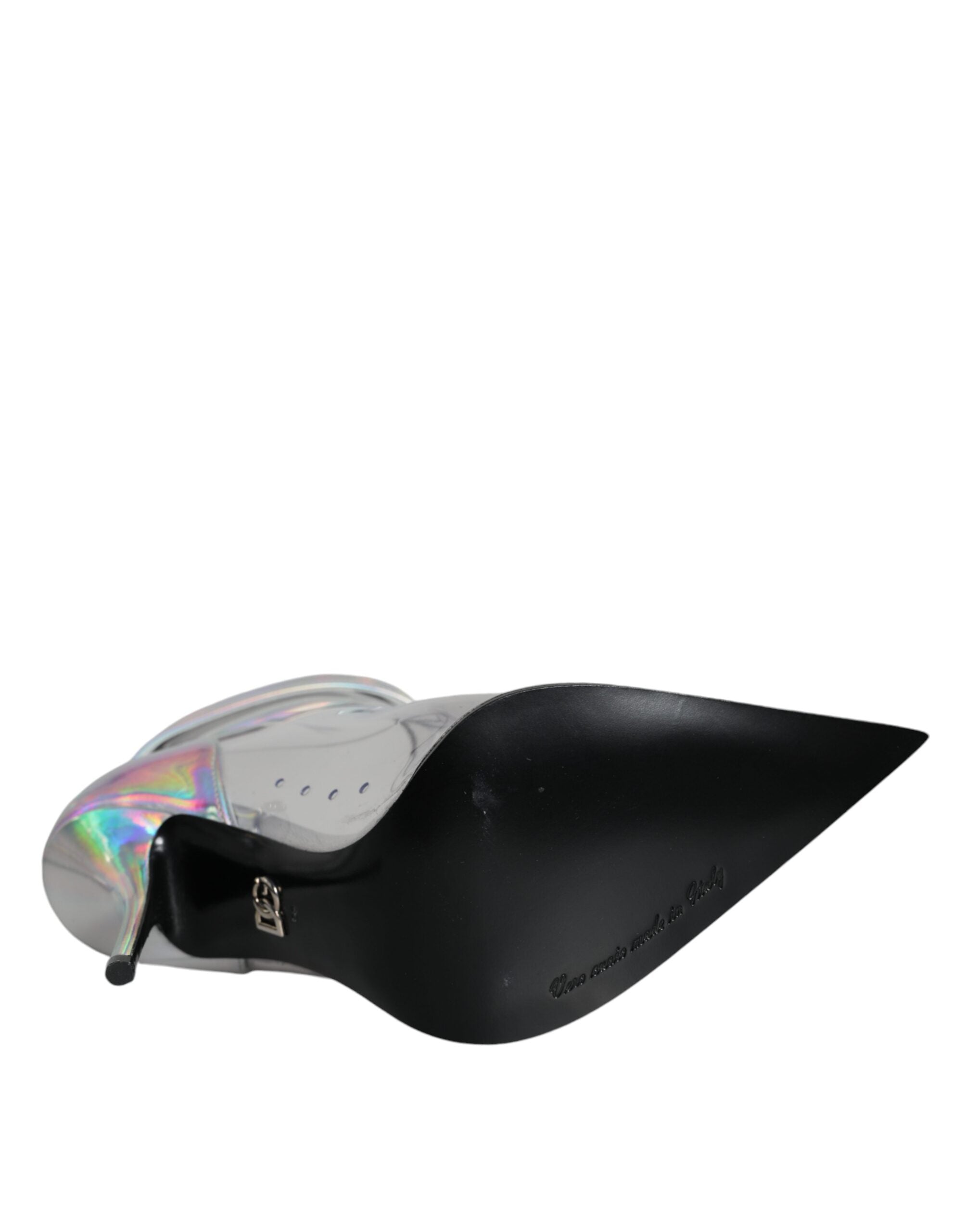 Dolce &amp; Gabbana Silberne, schimmernde PVC-Stiefeletten mit spitzer Zehenpartie