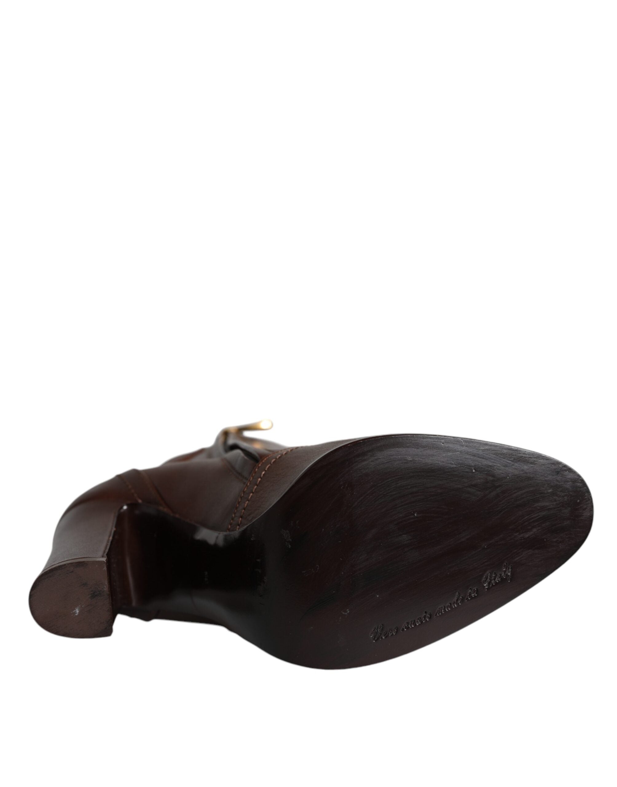 Bottes Dolce &amp; Gabbana à talons mi-mollet en cuir marron