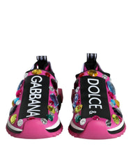 Dolce &amp; Gabbana Pink Sorrento Crystals Low Top Sneakers Schuhe