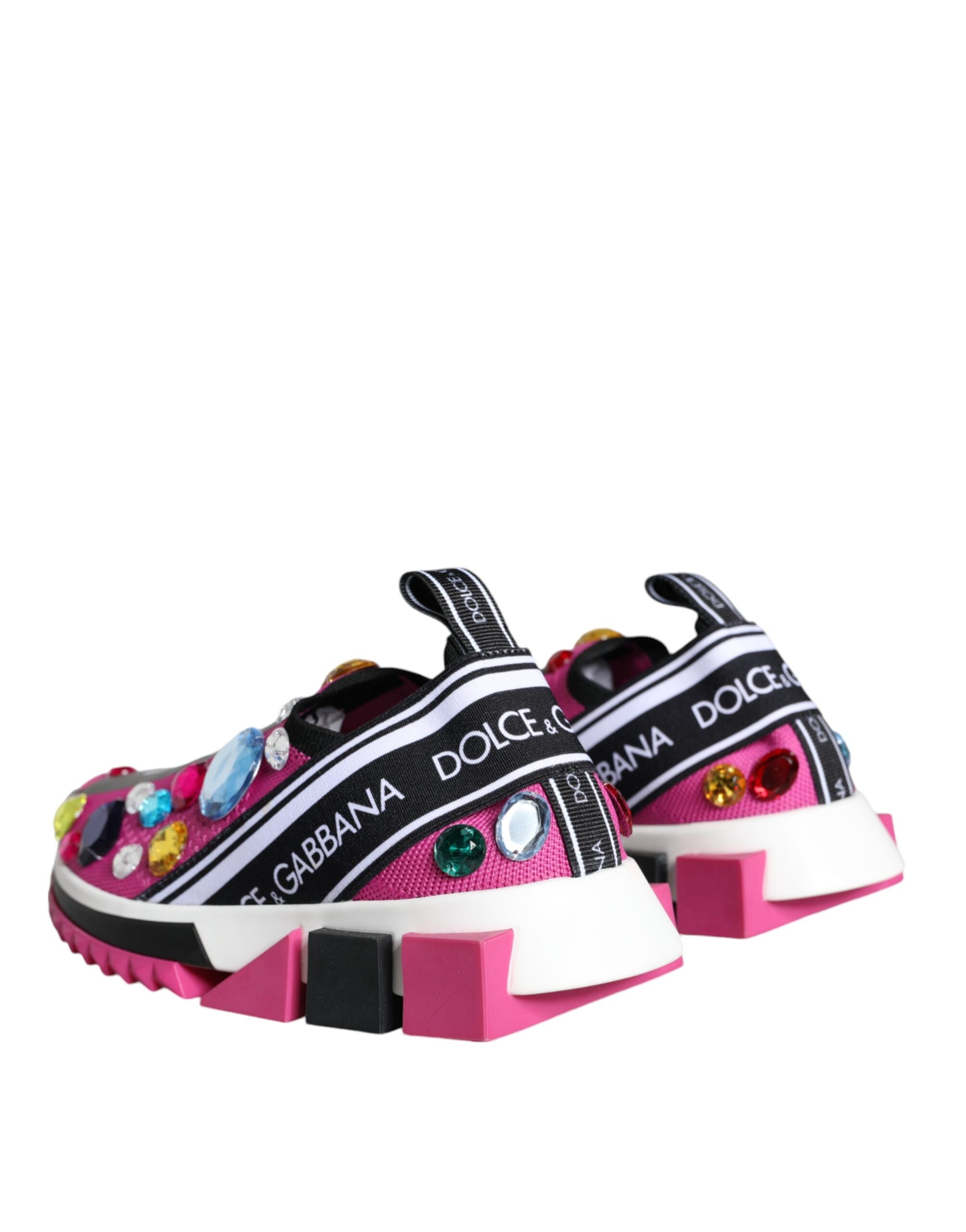 Dolce &amp; Gabbana Pink Sorrento Crystals Low Top Sneakers Schuhe