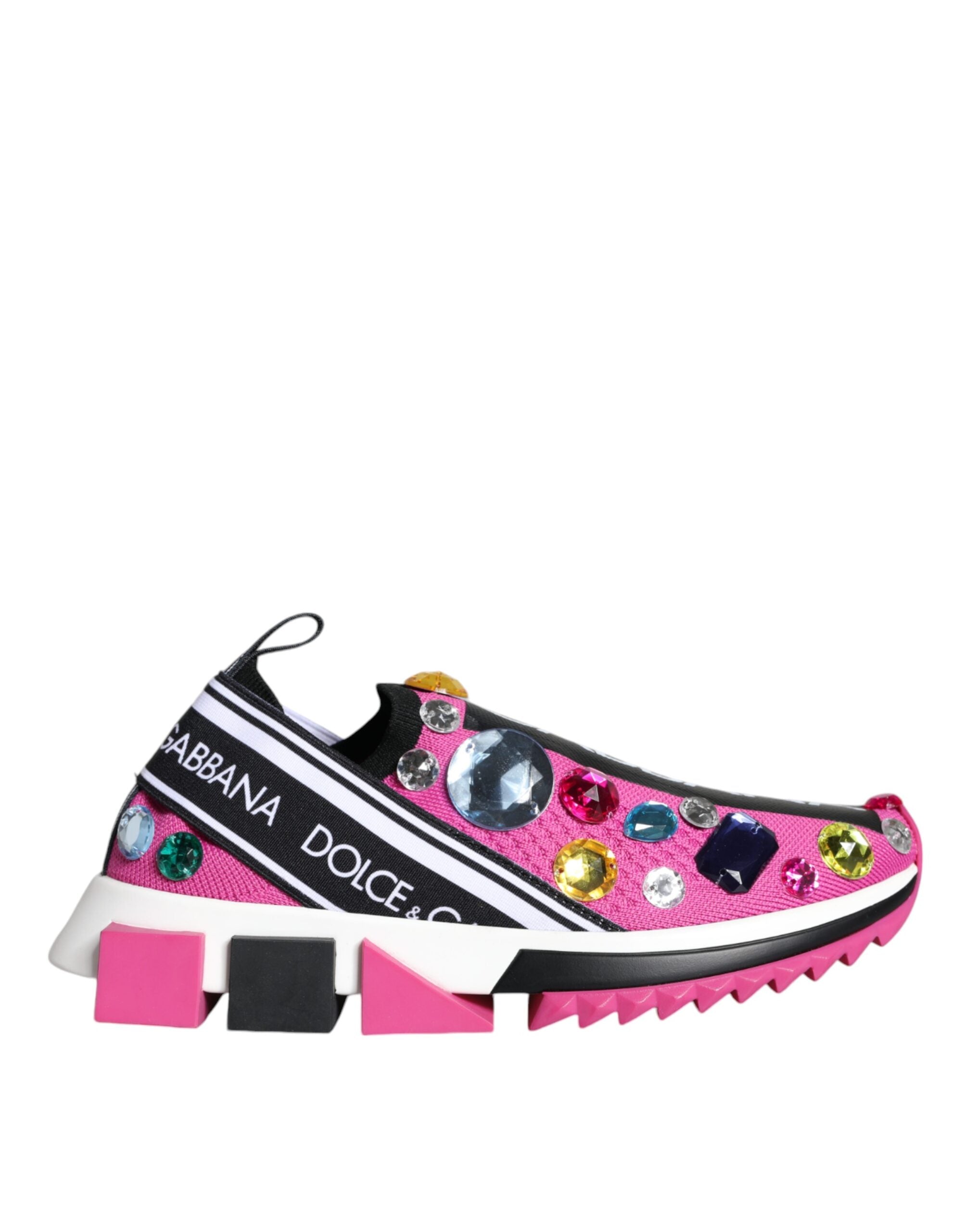 Dolce &amp; Gabbana Pink Sorrento Crystals Low Top Sneakers Schuhe