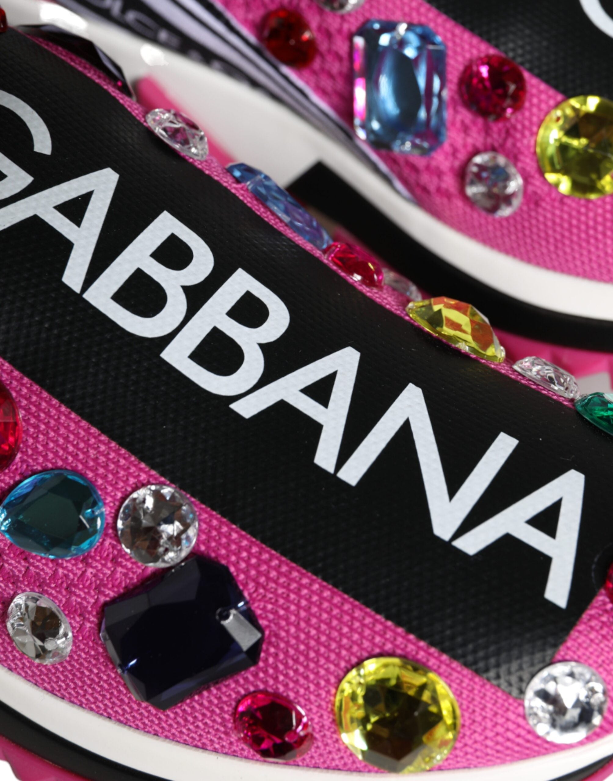 Dolce &amp; Gabbana Pink Sorrento Crystals Low Top Sneakers Schuhe