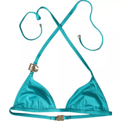Haut de bikini dos nu bleu-vert Dolce &amp; Gabbana avec logo DG